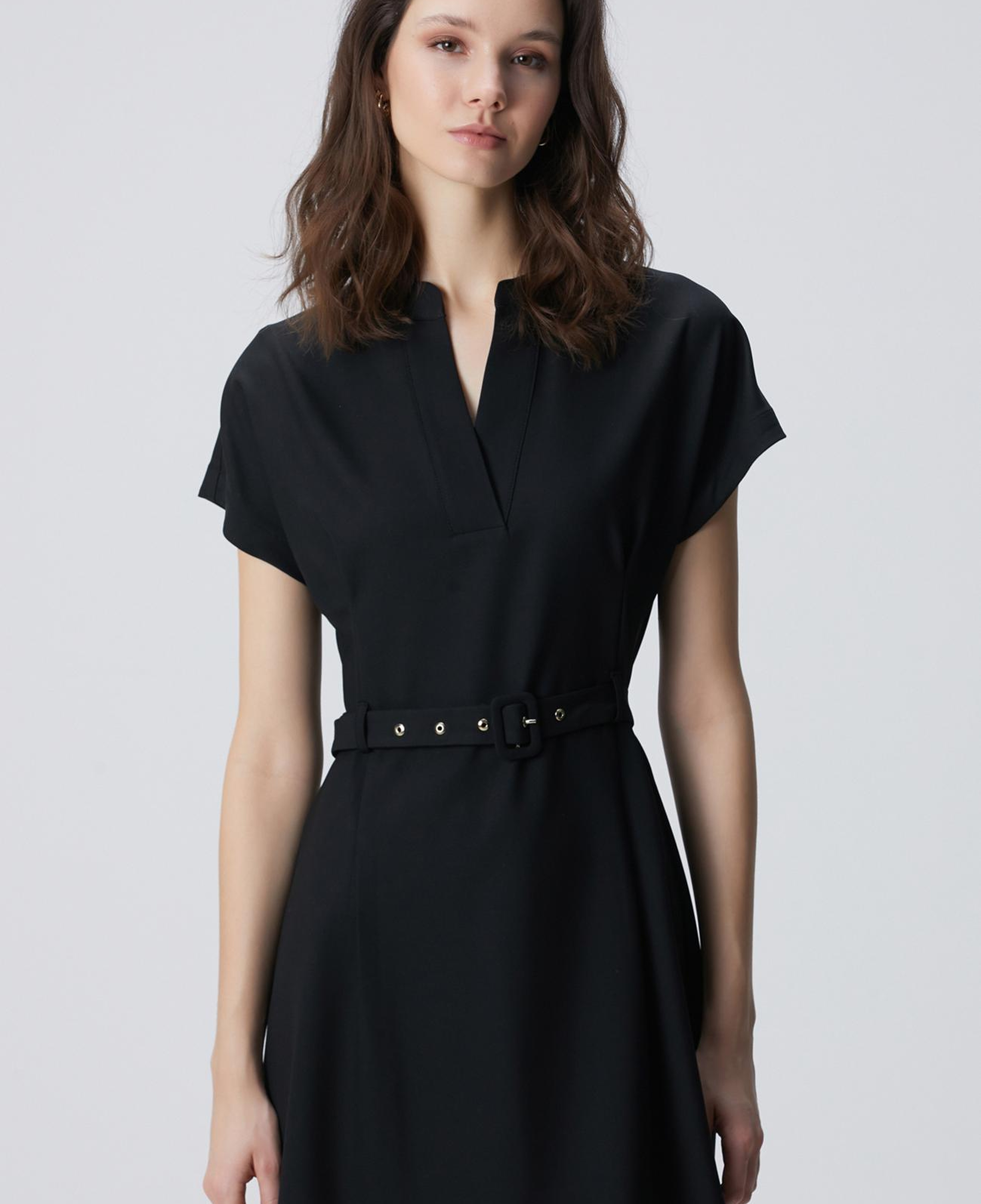 Network Kadın Siyah Kemerli Mini Elbise