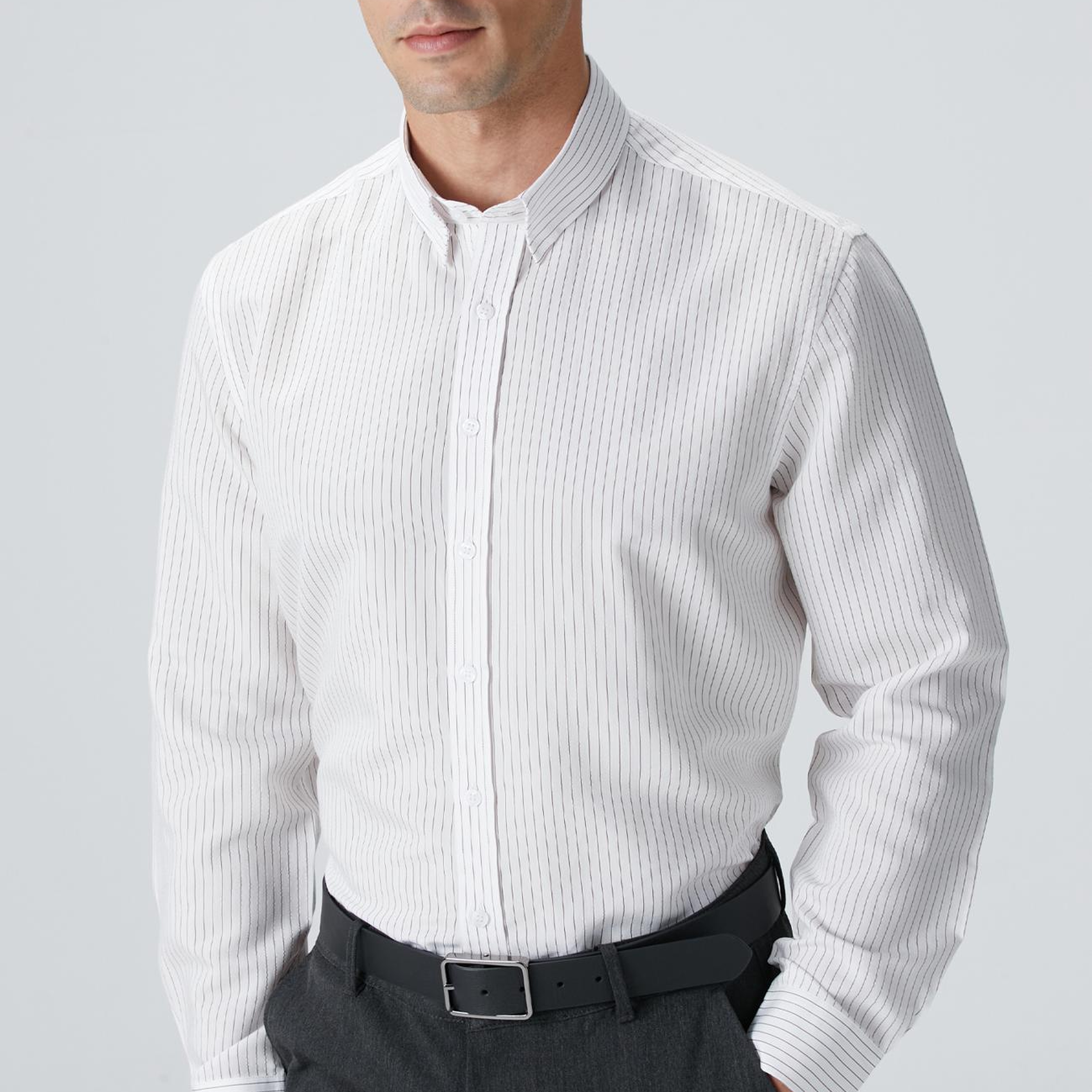 Network Erkek Beyaz Çizgili Gömlek