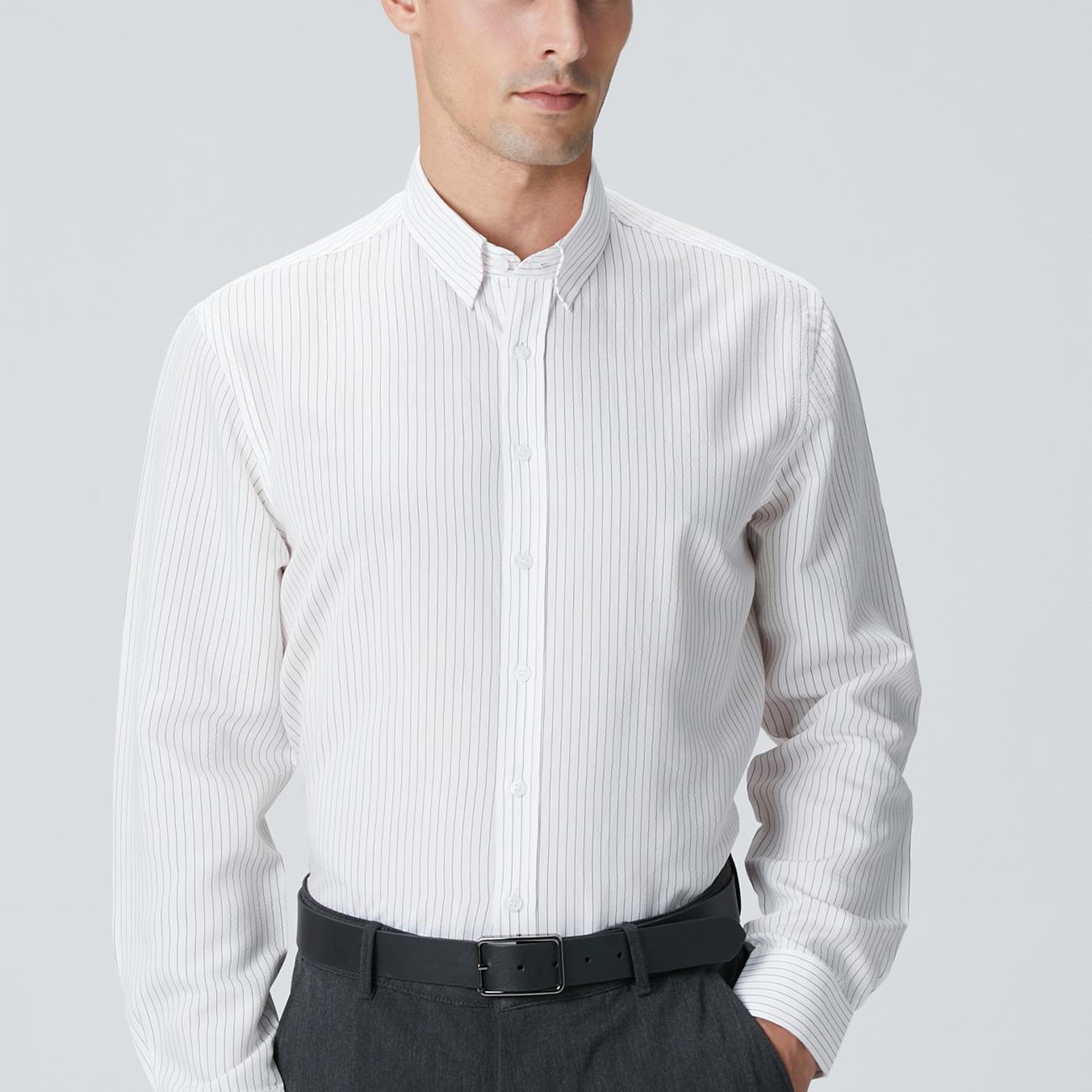 Network Erkek Beyaz Çizgili Gömlek