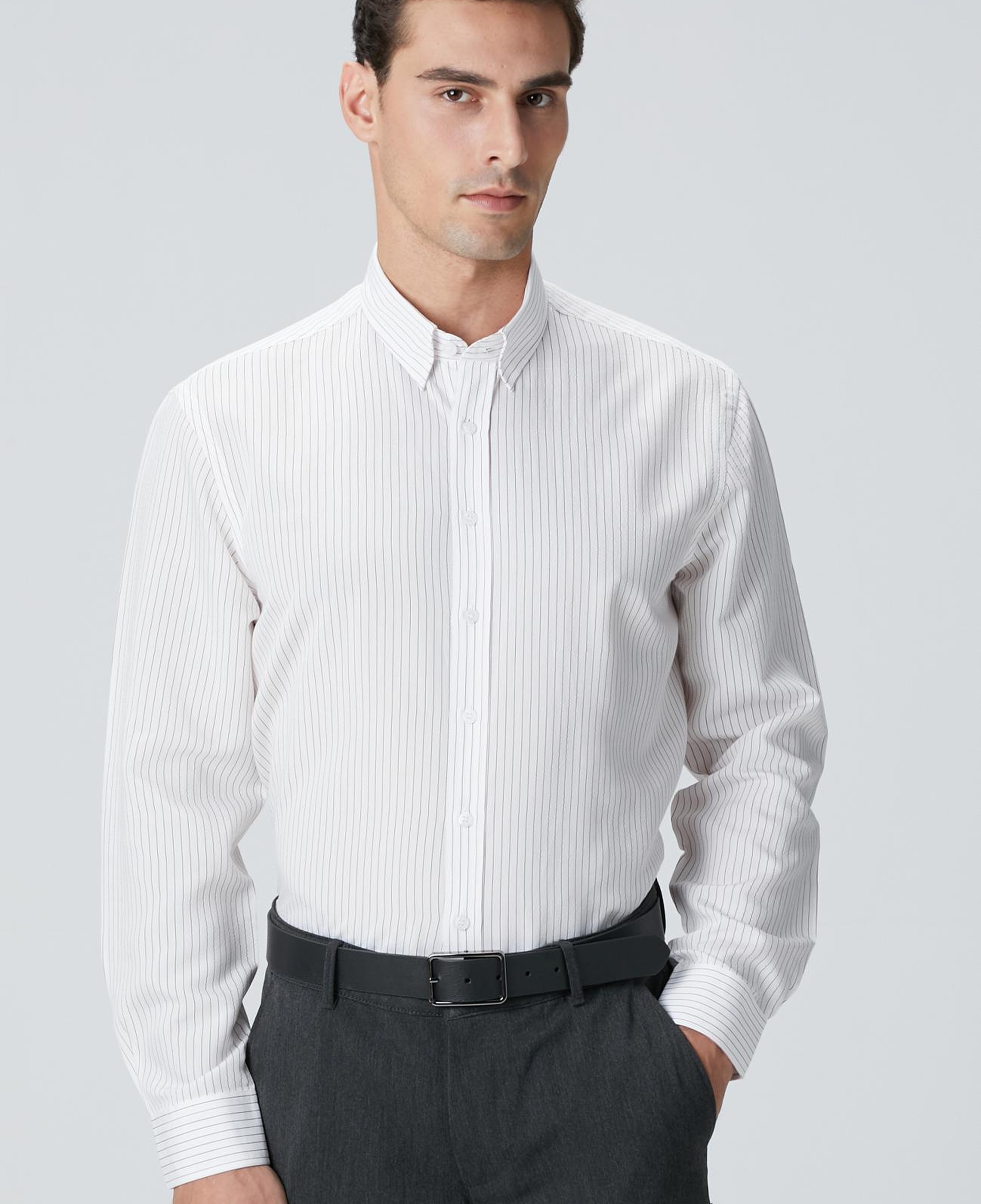 Network Erkek Beyaz Çizgili Gömlek