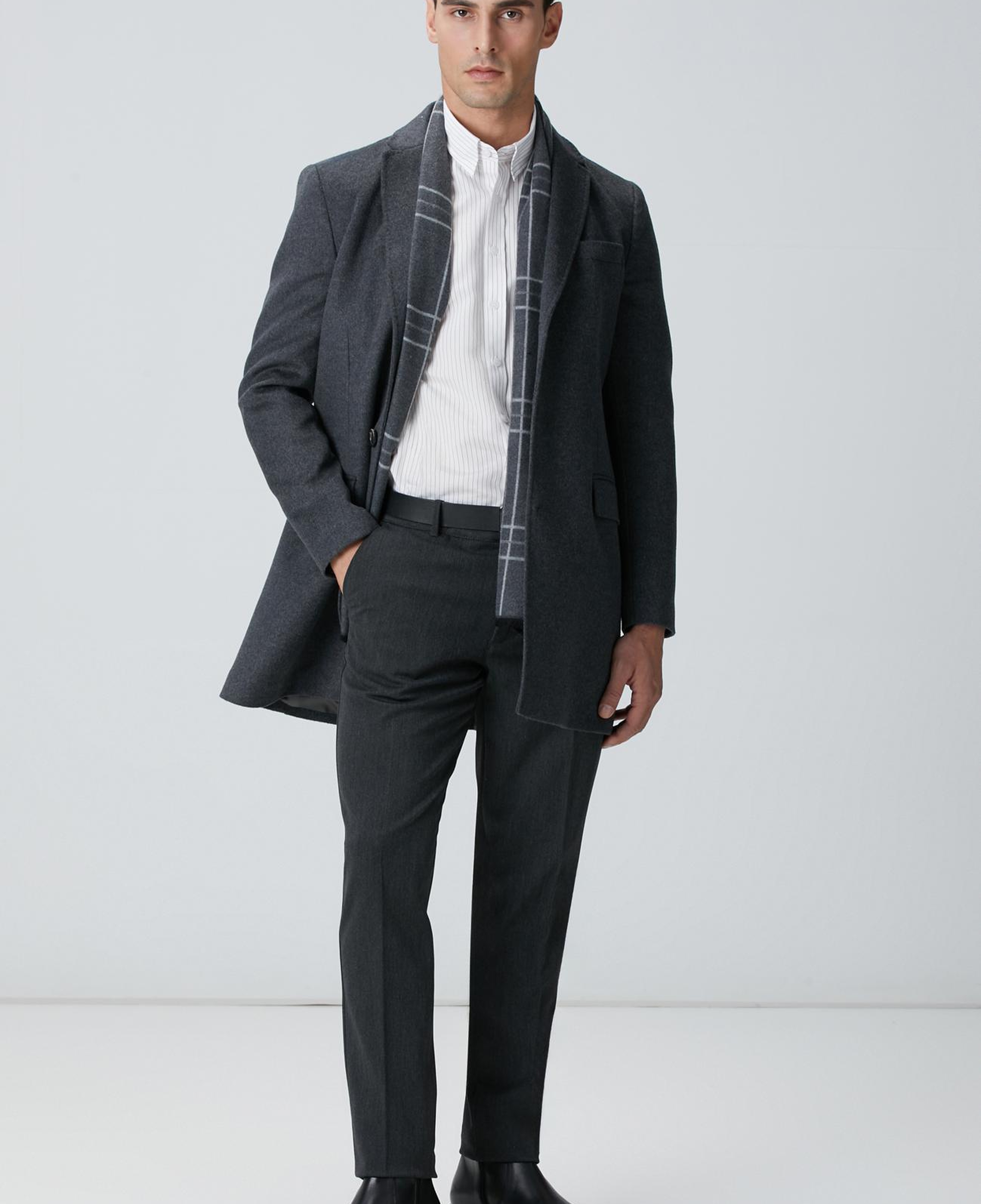 Network Erkek Beyaz Çizgili Gömlek