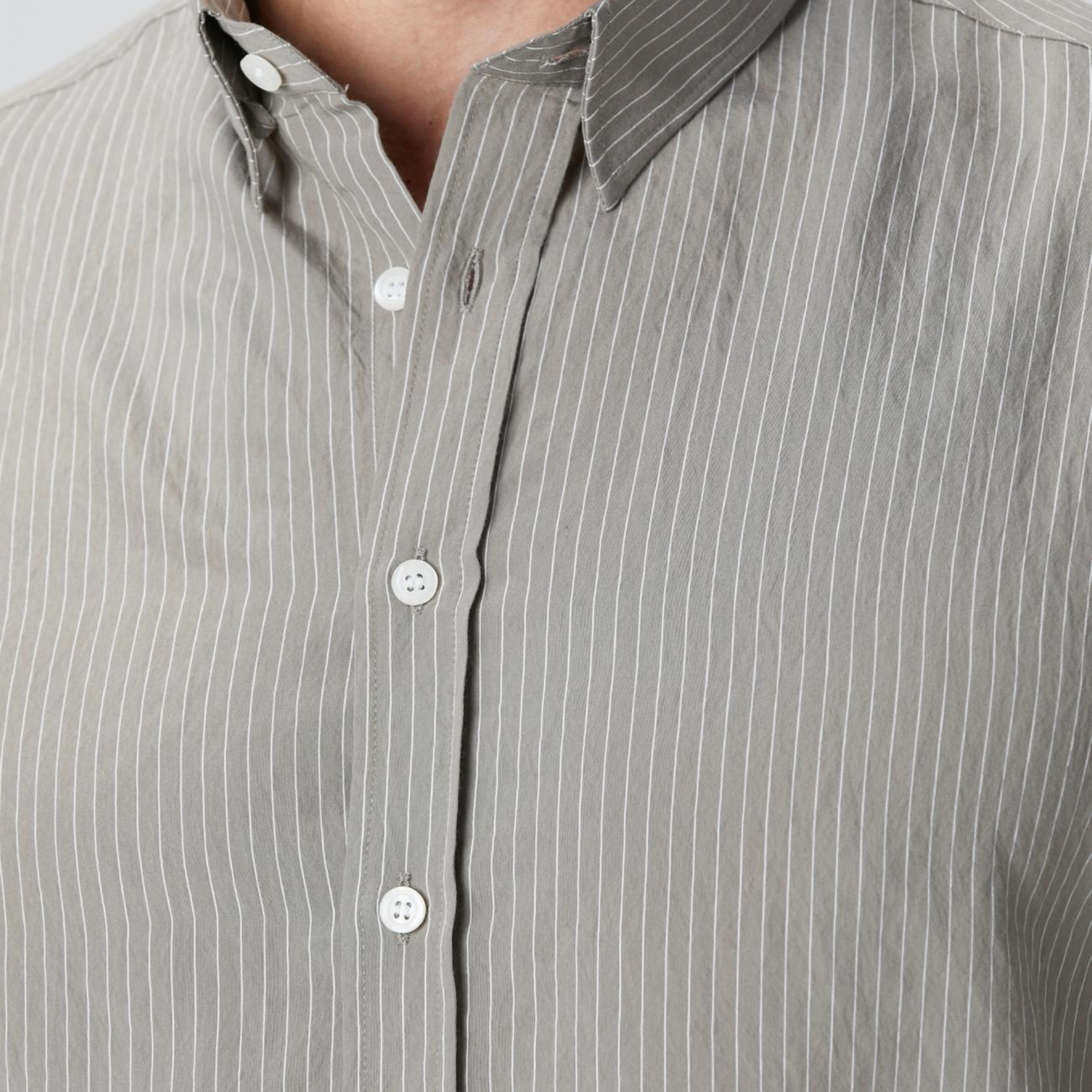 Network Erkek Haki Çizgili Gömlek