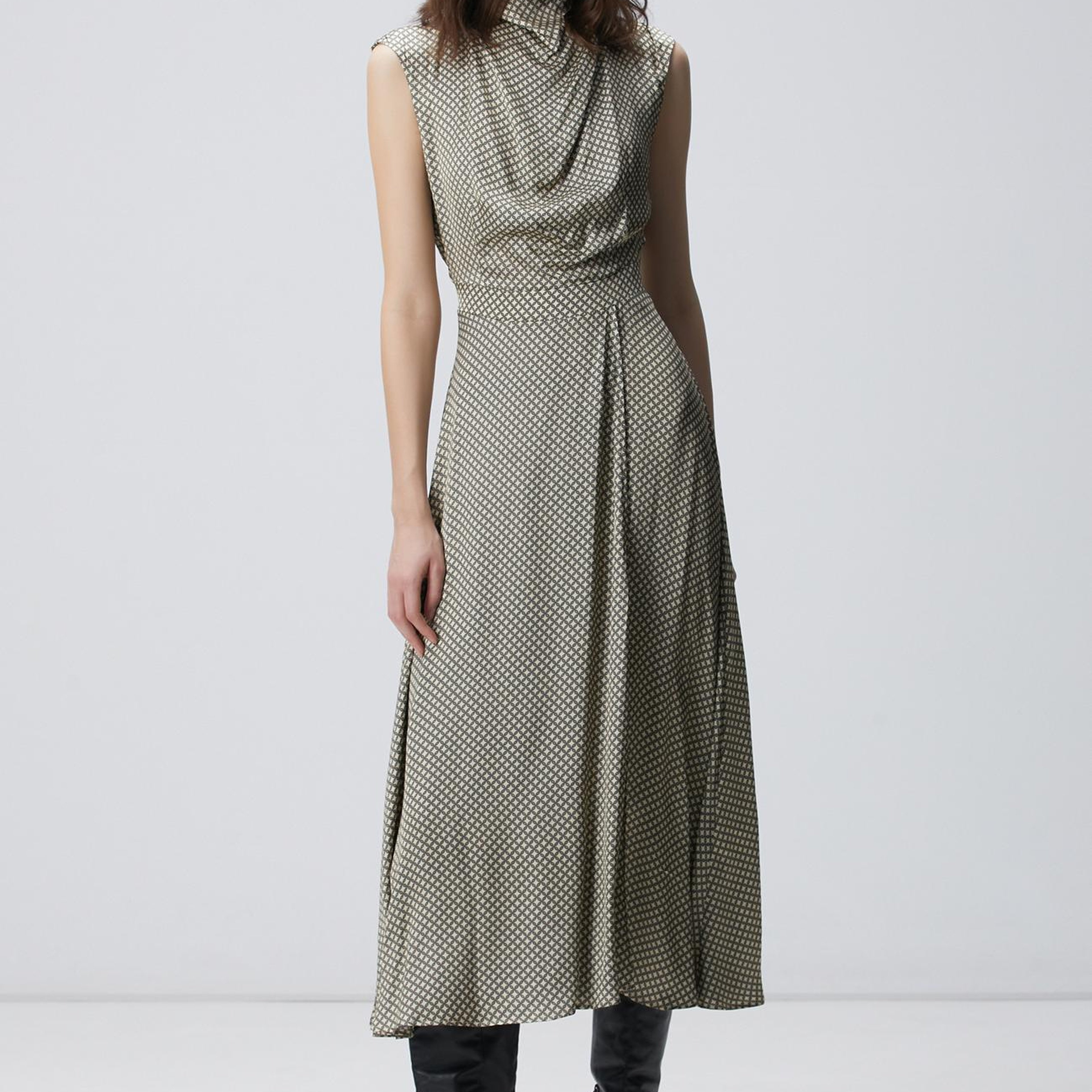 Network Kadın Sarı Desenli Midi Elbise