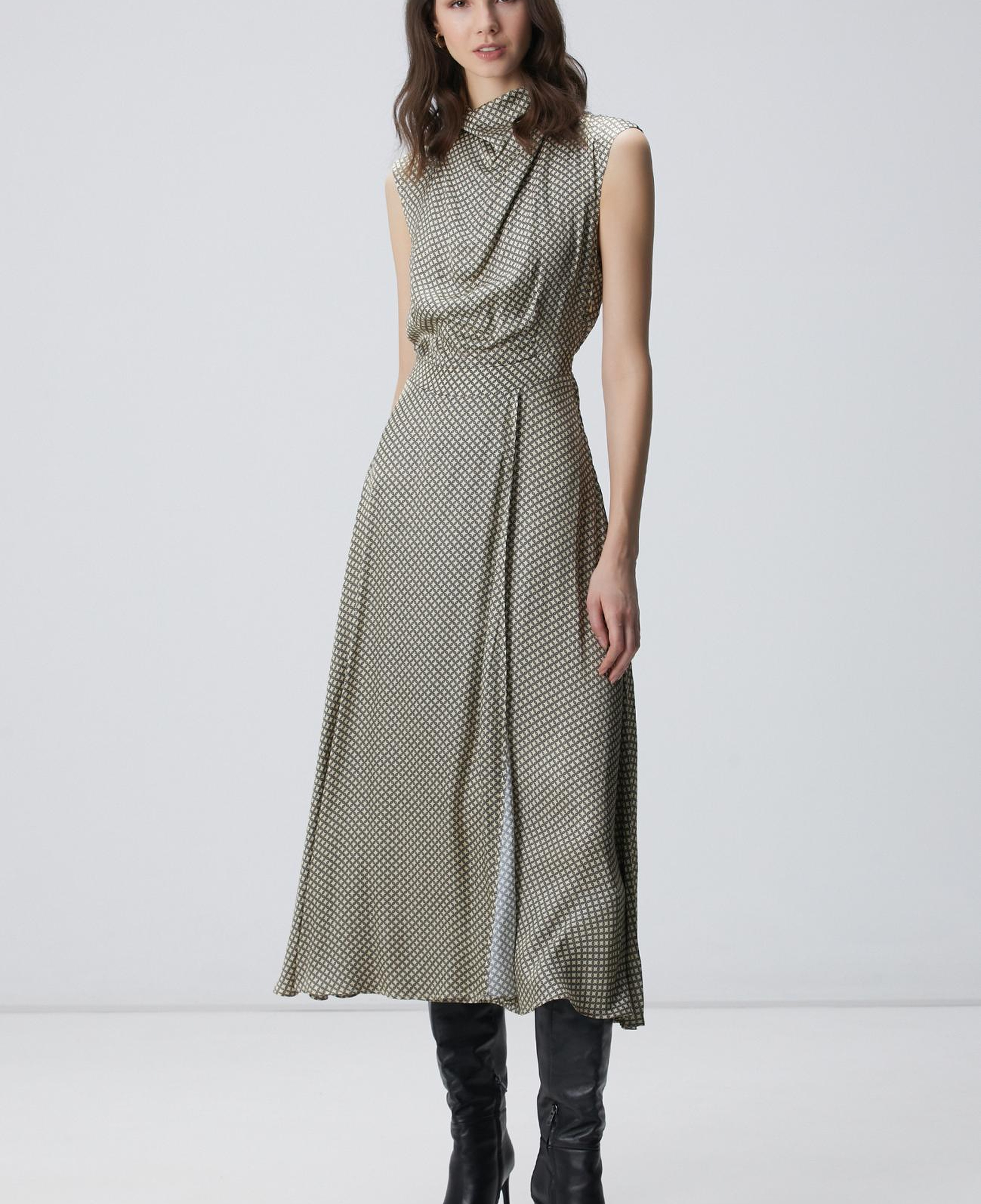 Network Kadın Sarı Desenli Midi Elbise