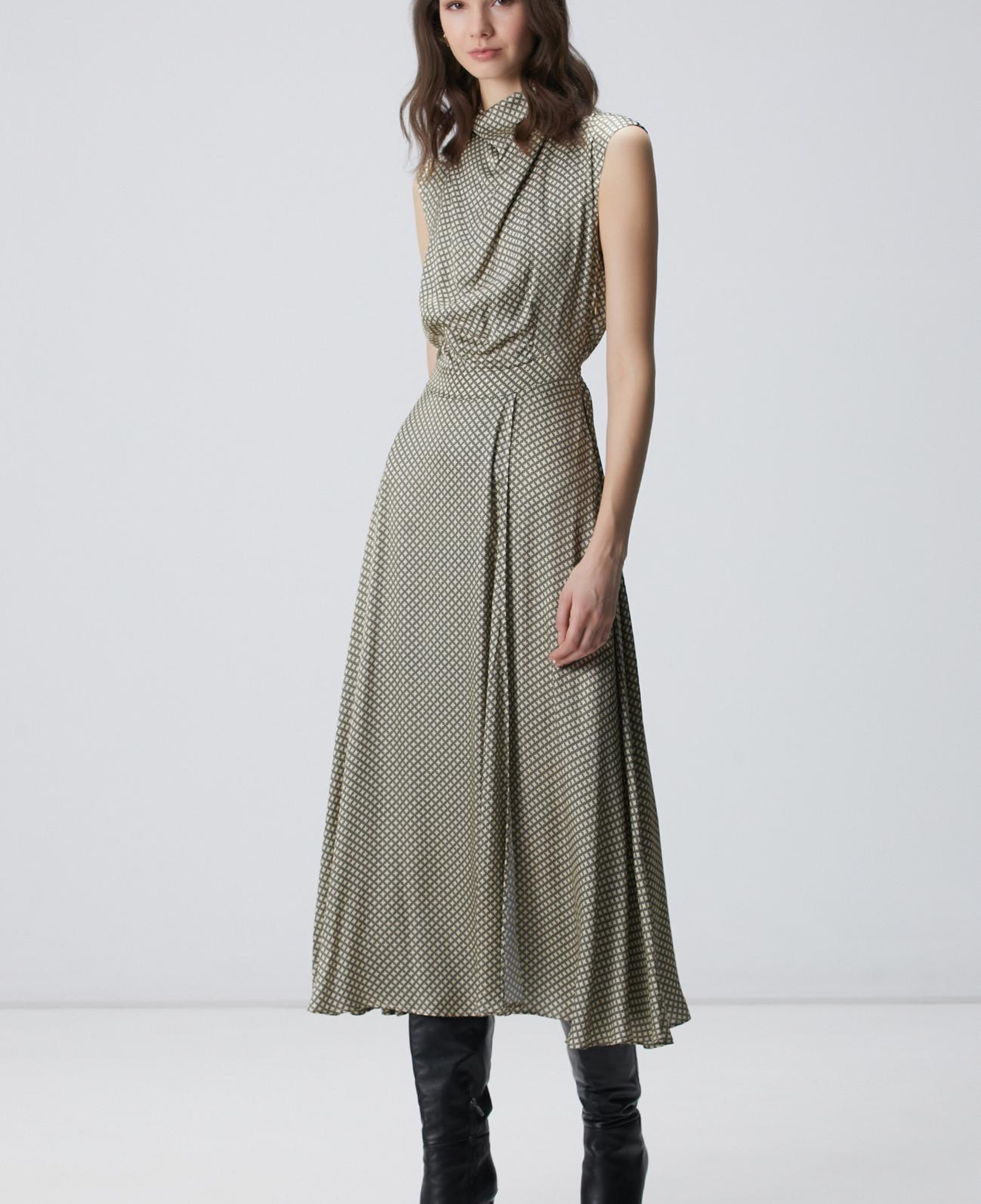 Network Kadın Sarı Desenli Midi Elbise