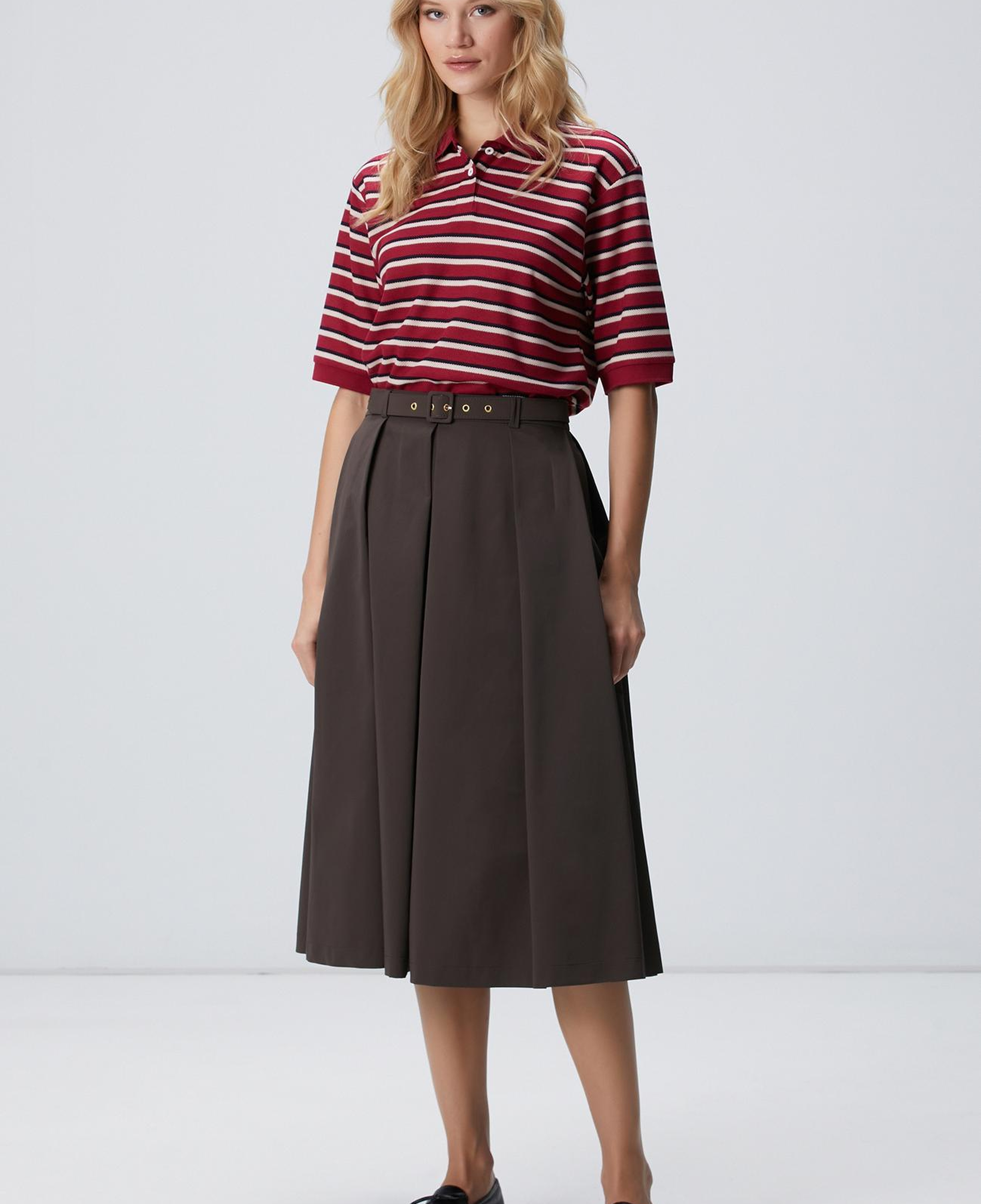 Network Kadın Haki Pileli Etek