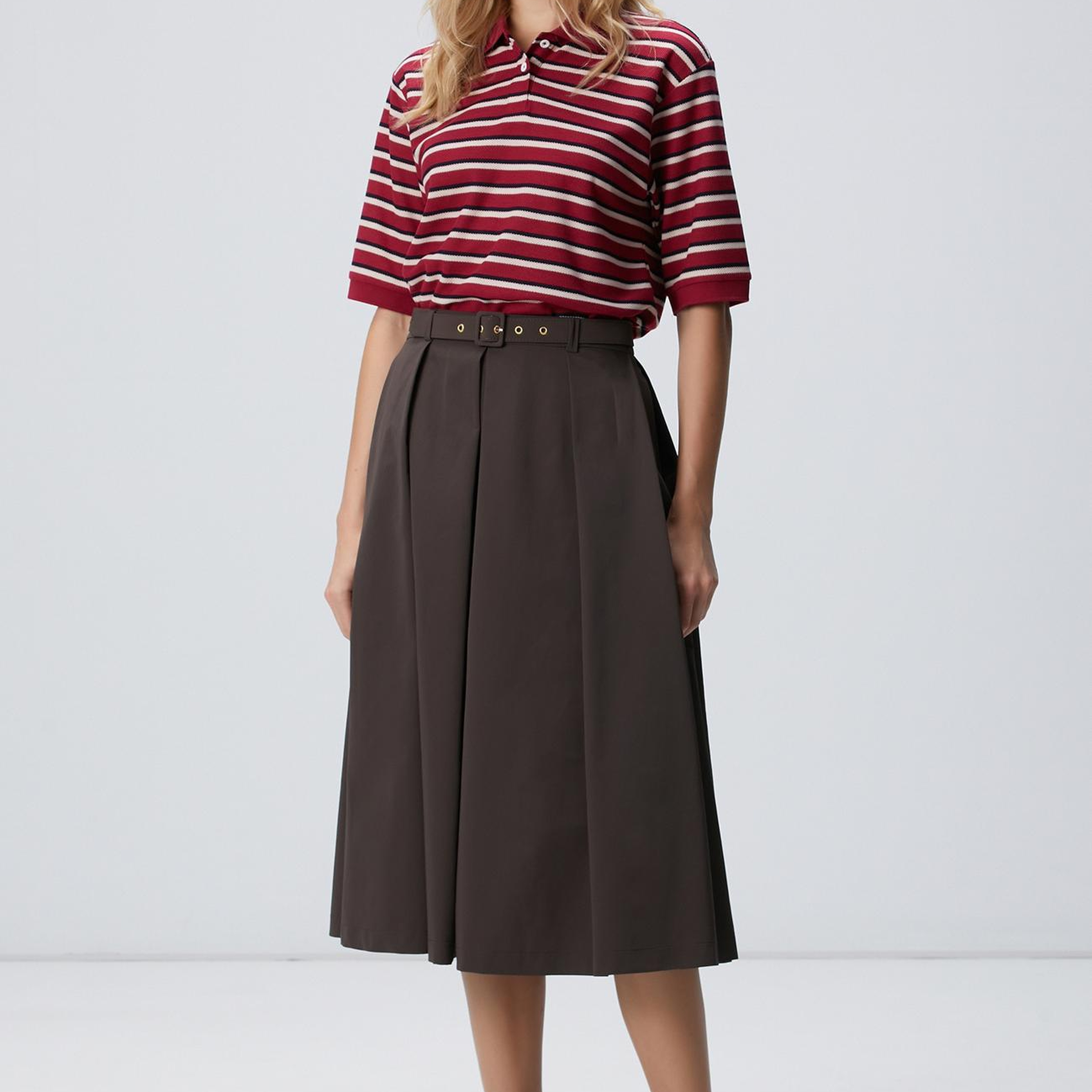 Network Kadın Haki Pileli Etek