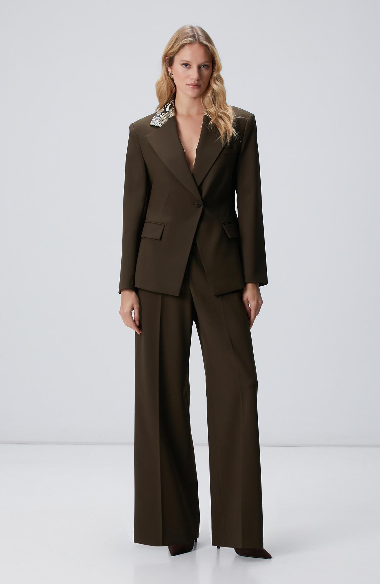 Network Kadın Haki Yün Karışımlı Pantolon