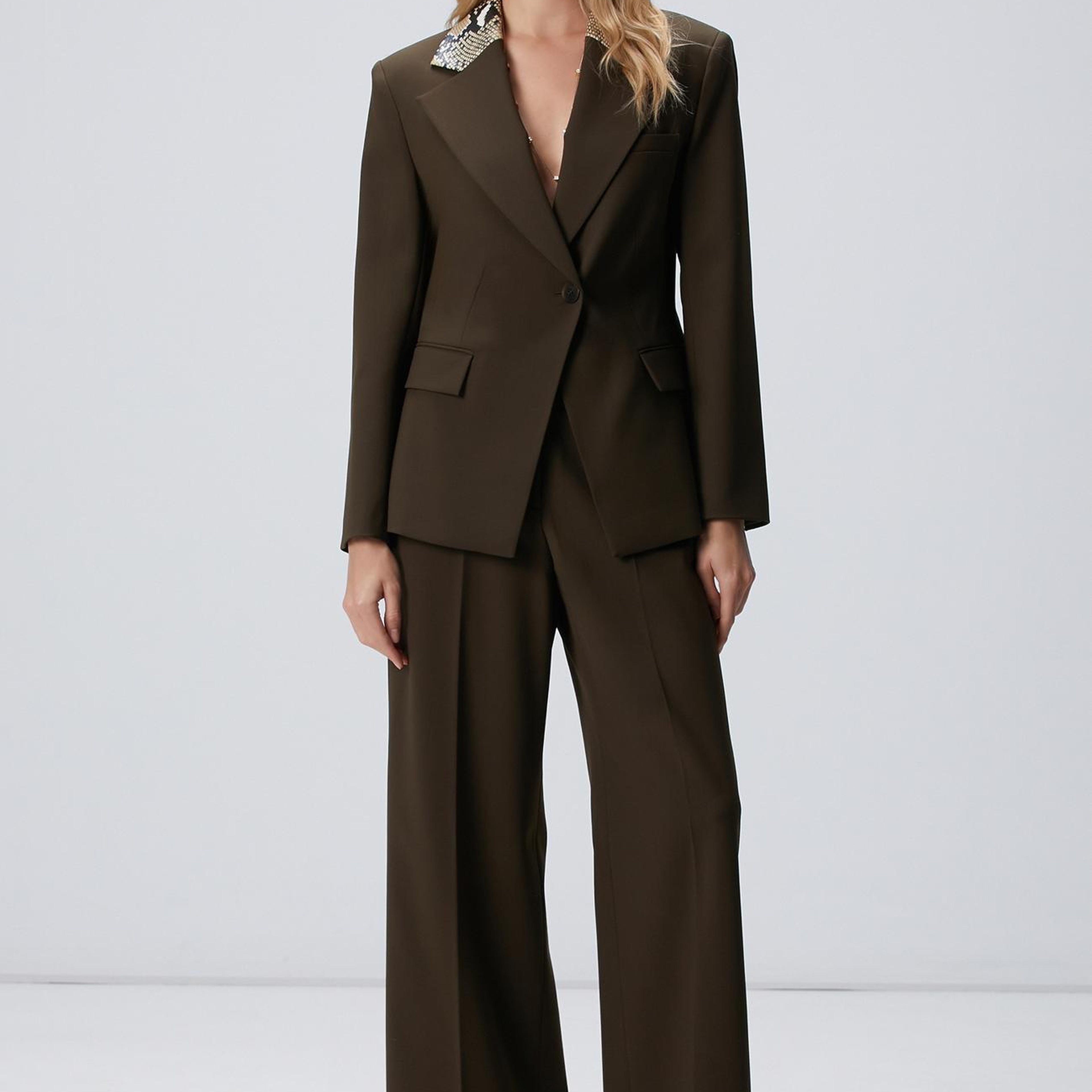 Network Kadın Haki Yün Karışımlı Pantolon