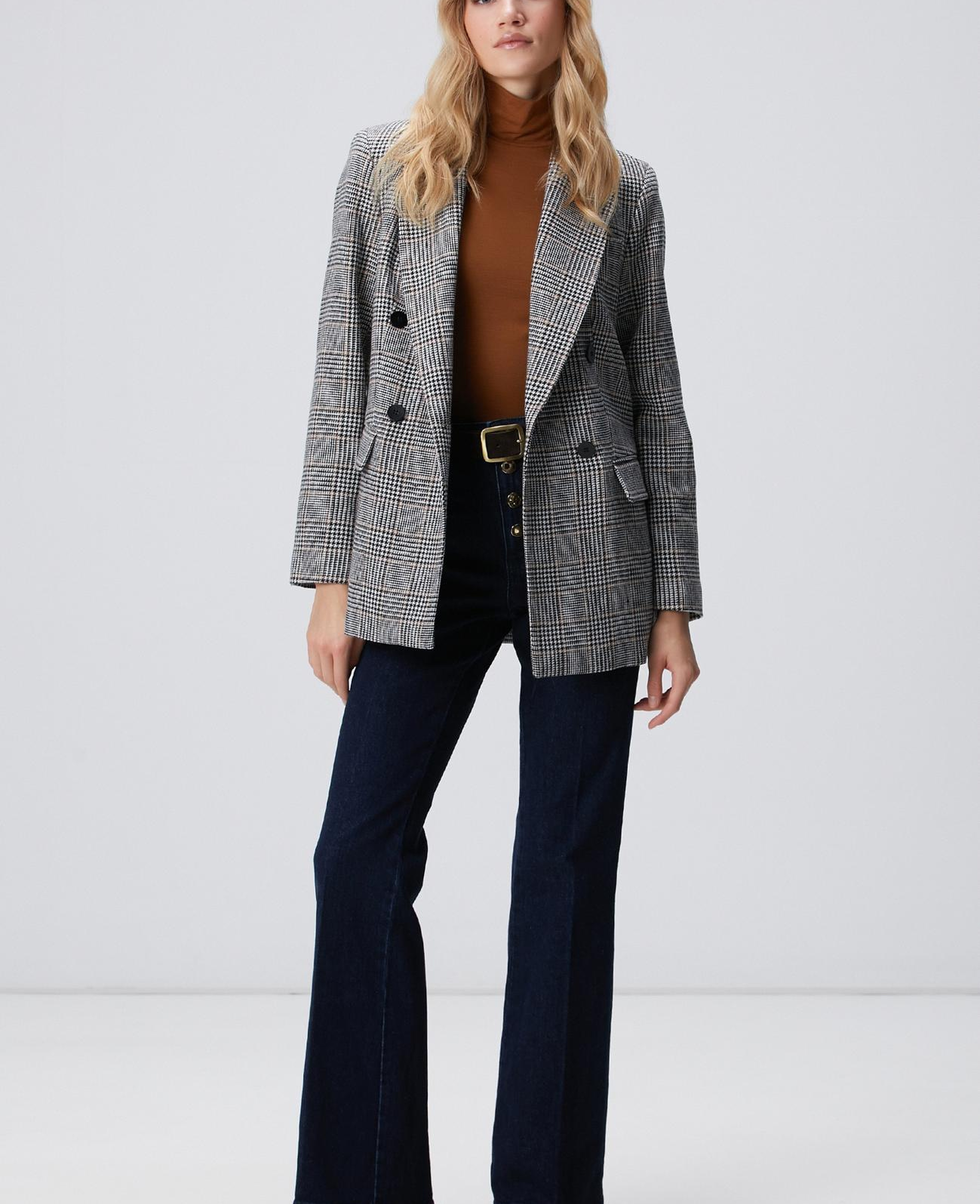 Network Kadın Siyah Kırık Beyaz Yün Karışımlı Ceket