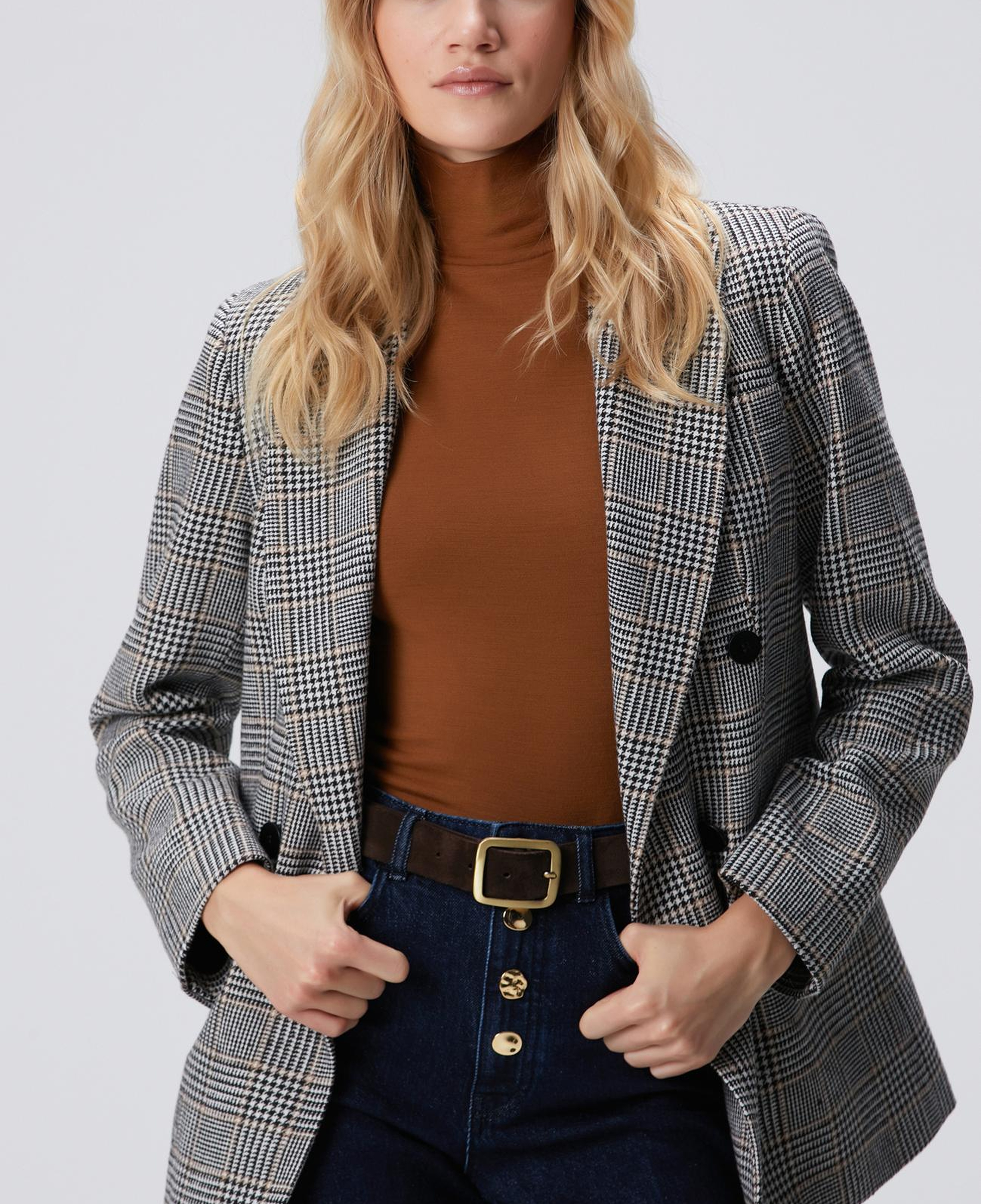 Network Kadın Siyah Kırık Beyaz Yün Karışımlı Ceket