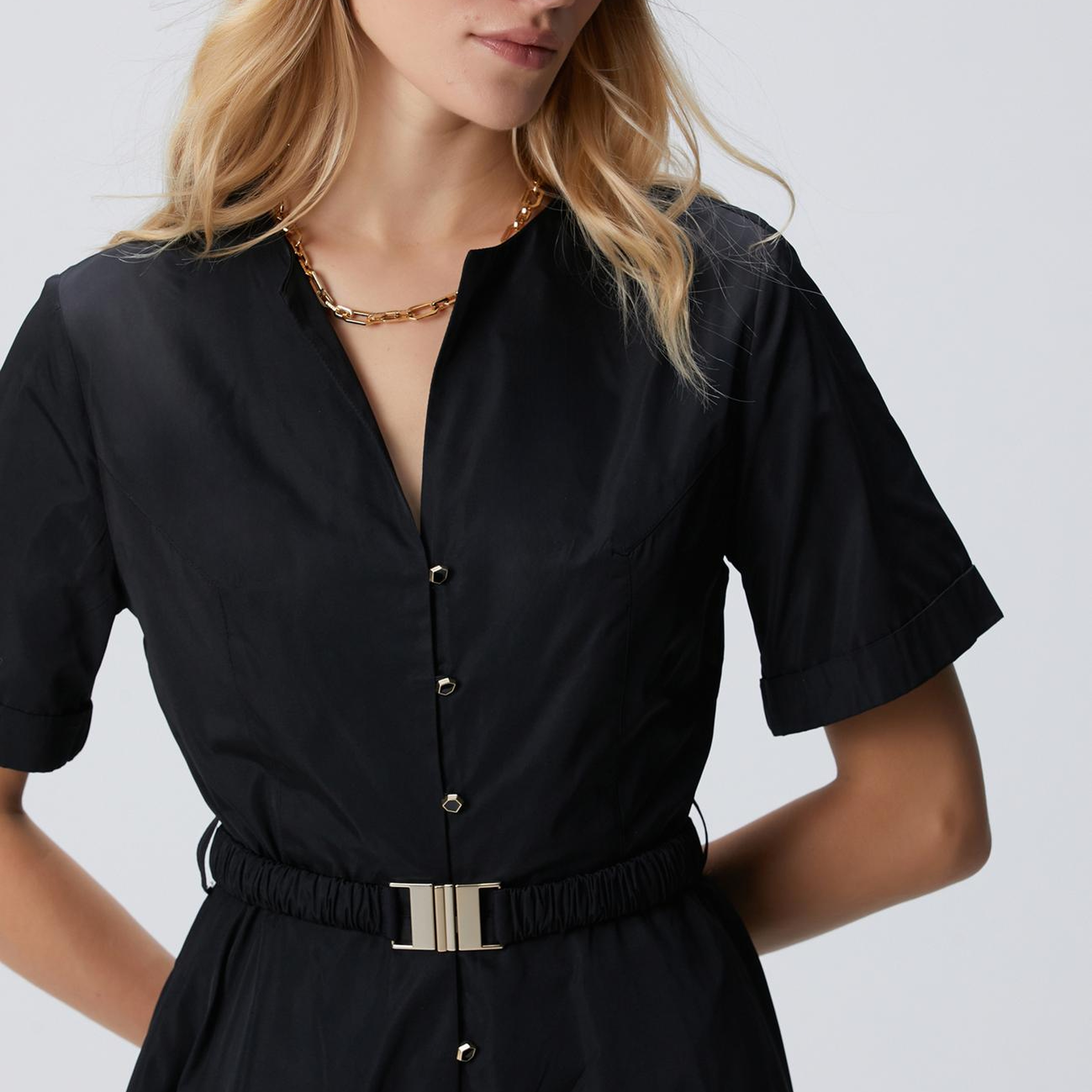 Network Kadın Siyah Tafta Elbise