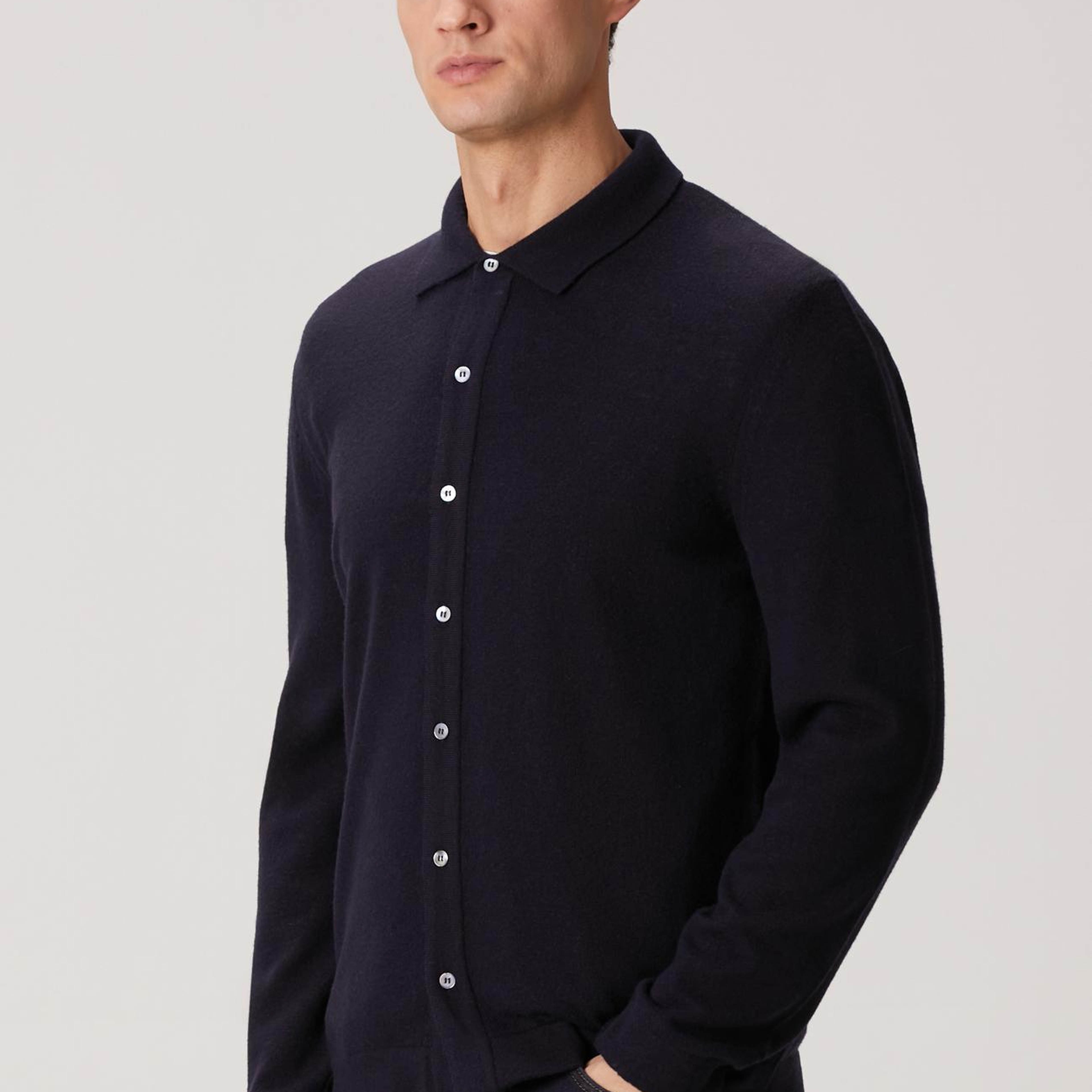 Network Erkek Lacivert Yün Karışımlı Triko Gömlek