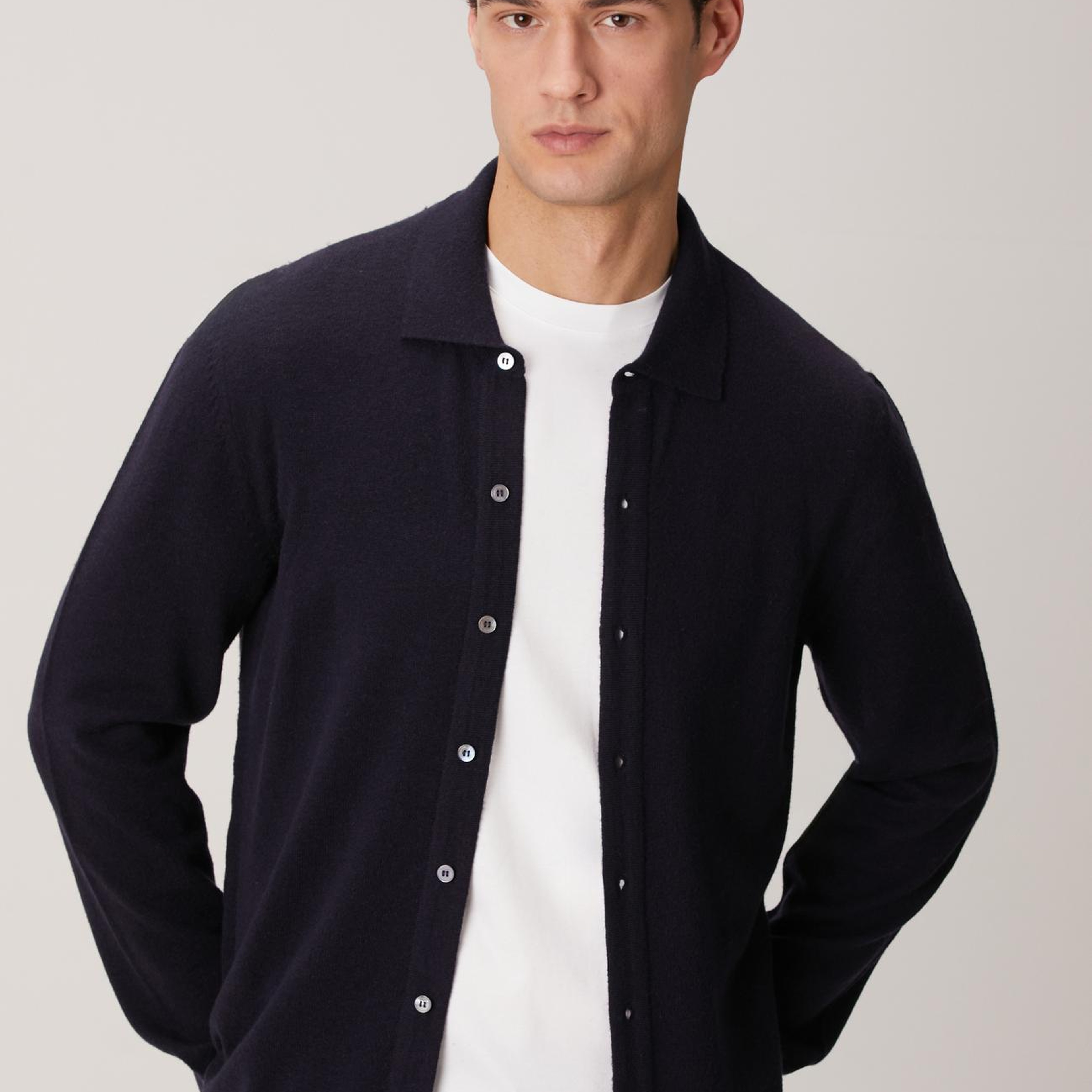 Network Erkek Lacivert Yün Karışımlı Triko Gömlek