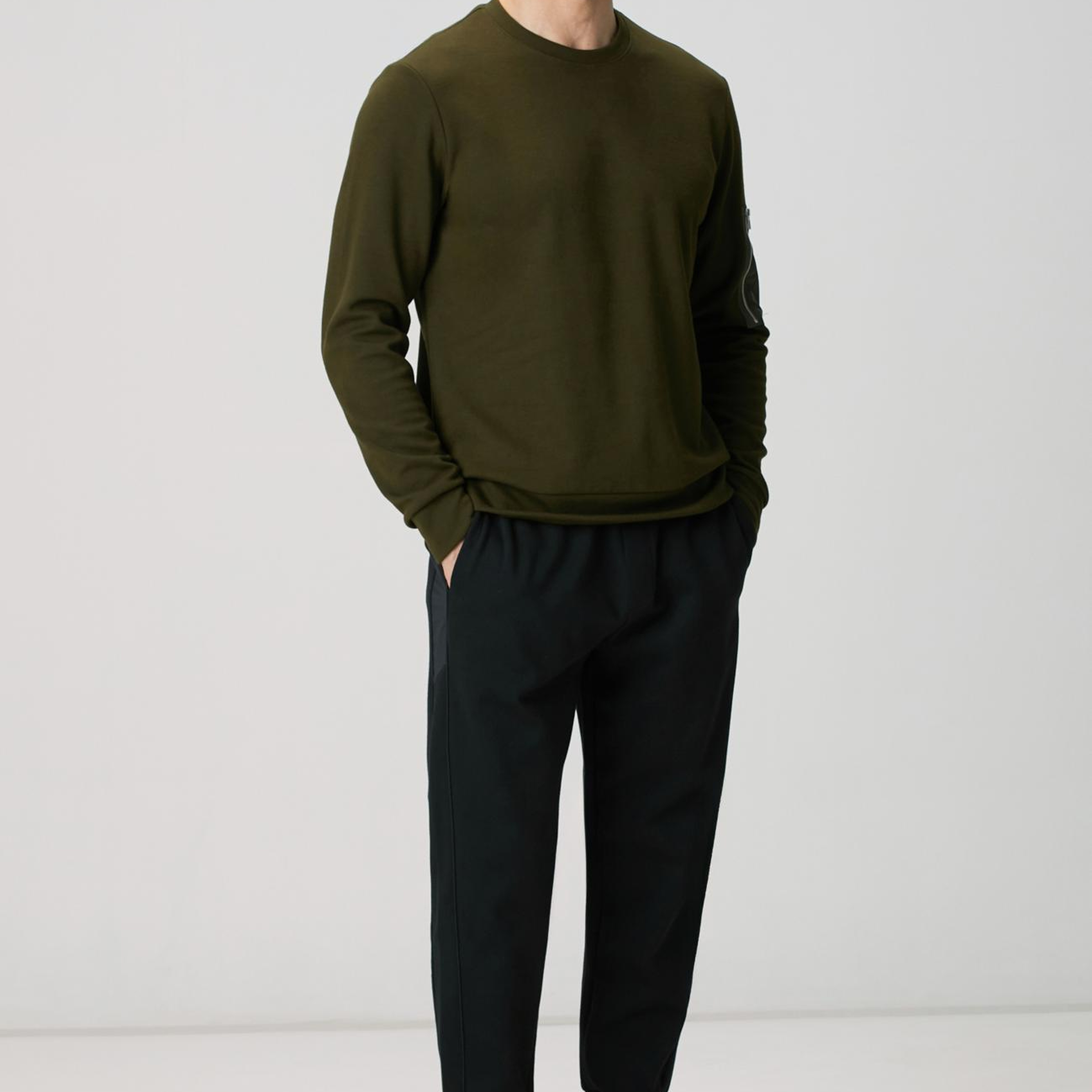 Network Erkek Haki Fermuar Detaylı Sweatshirt