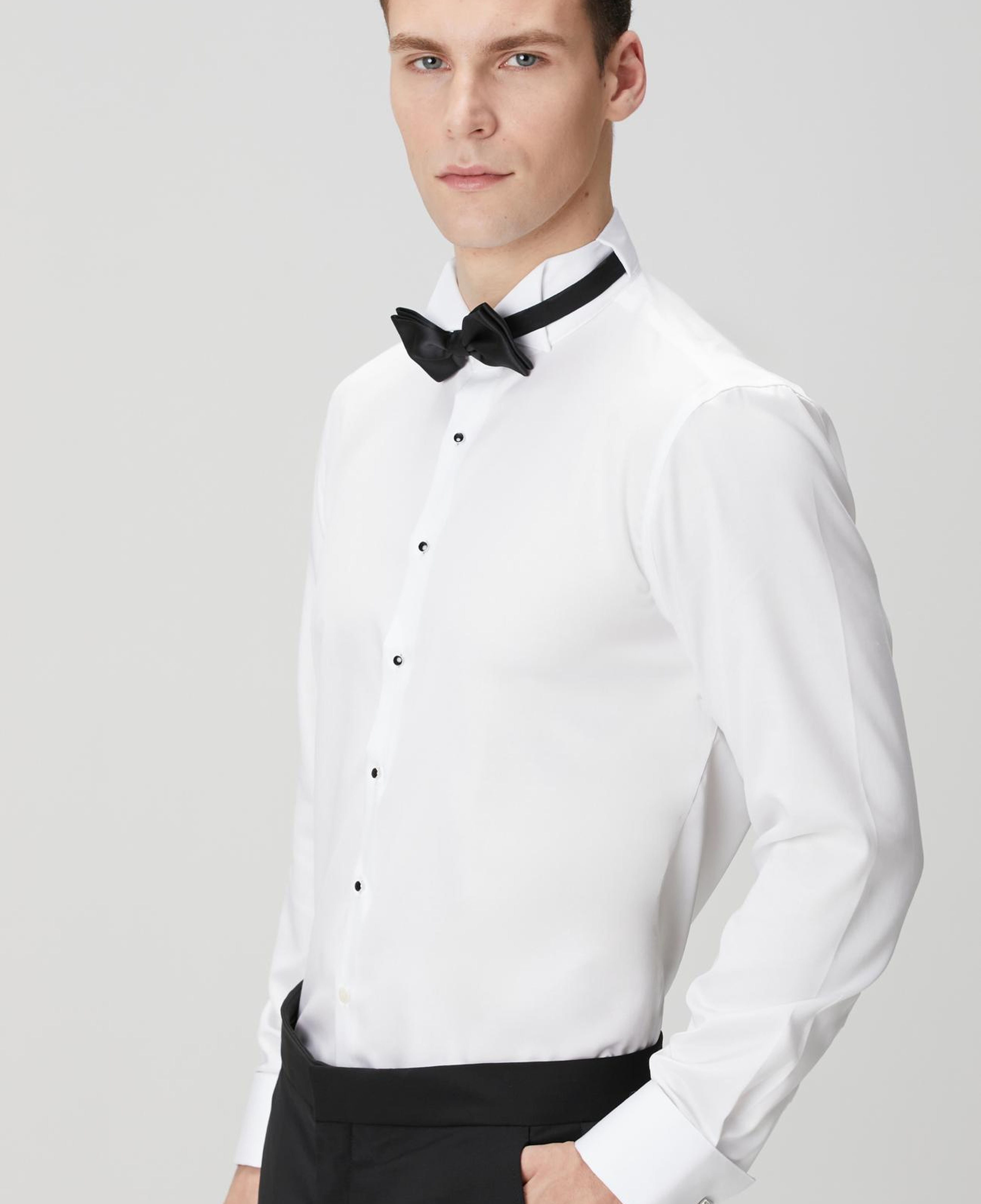 Network Erkek Non-Iron Beyaz Smokin Gömlek