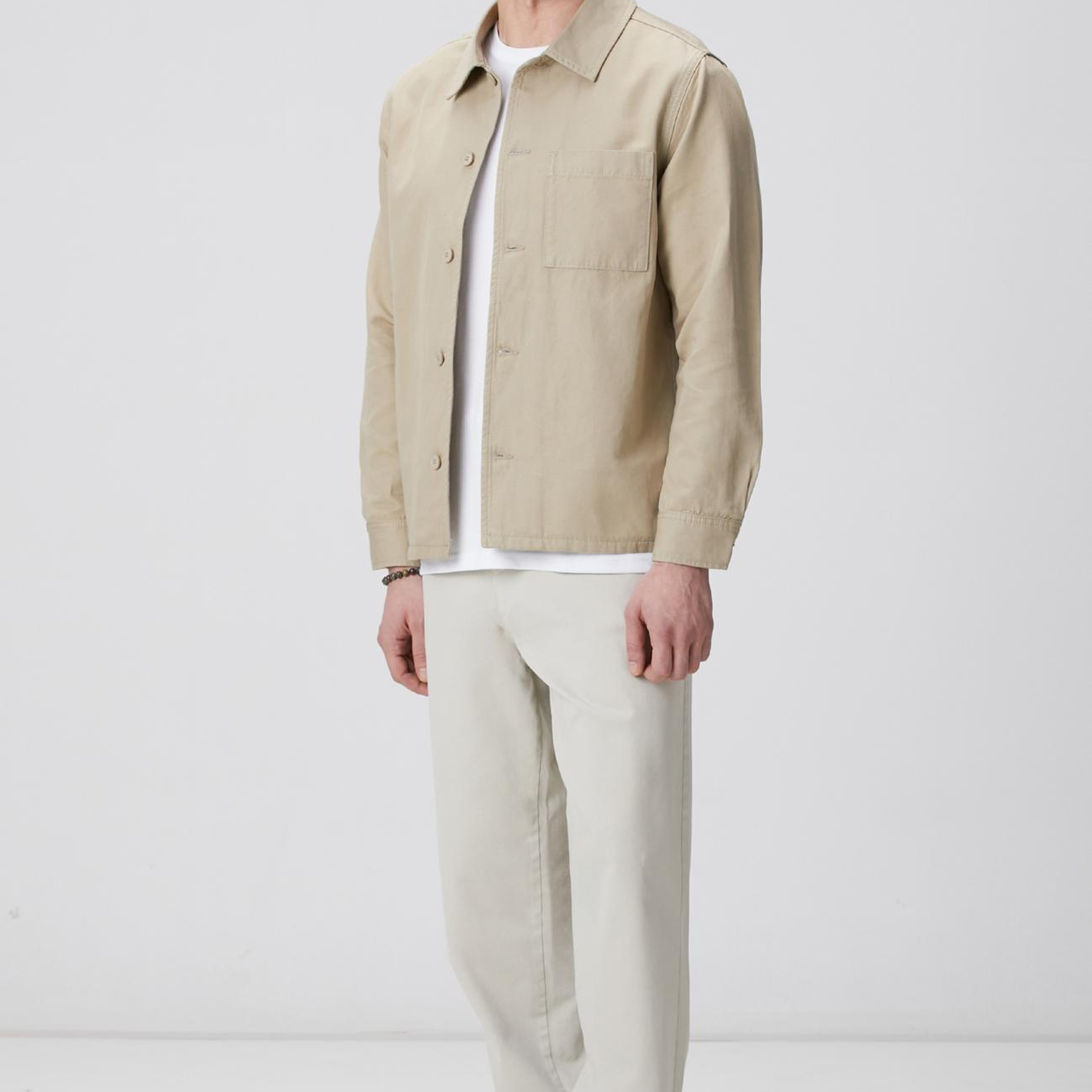 Network Erkek Bej Keten Karışımlı Dış Gömlek