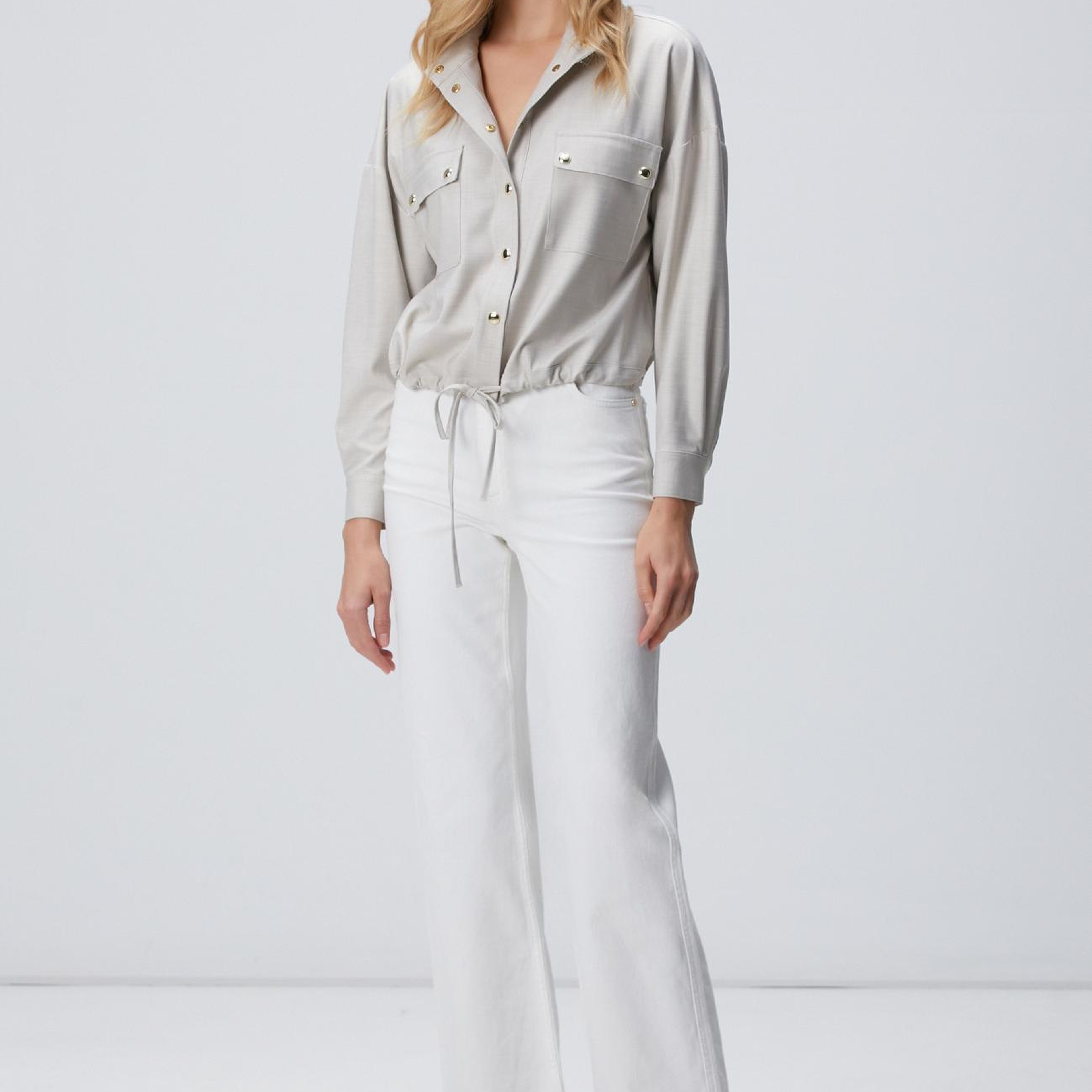 Network Kadın Bej Cep Kapaklı Dış Gömlek