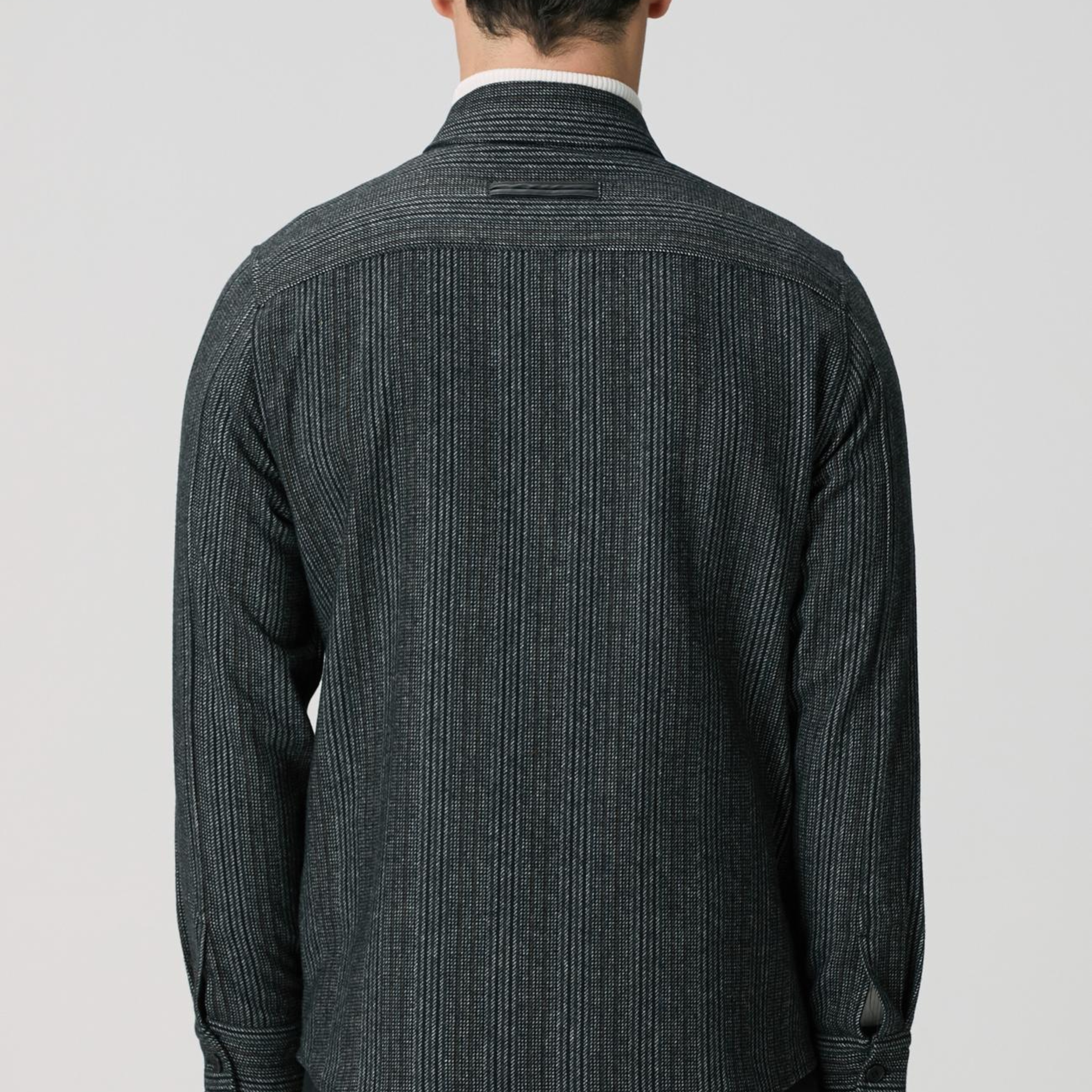 Network Erkek Antrasit Yün Karışımlı Çizgili Dış Gömlek