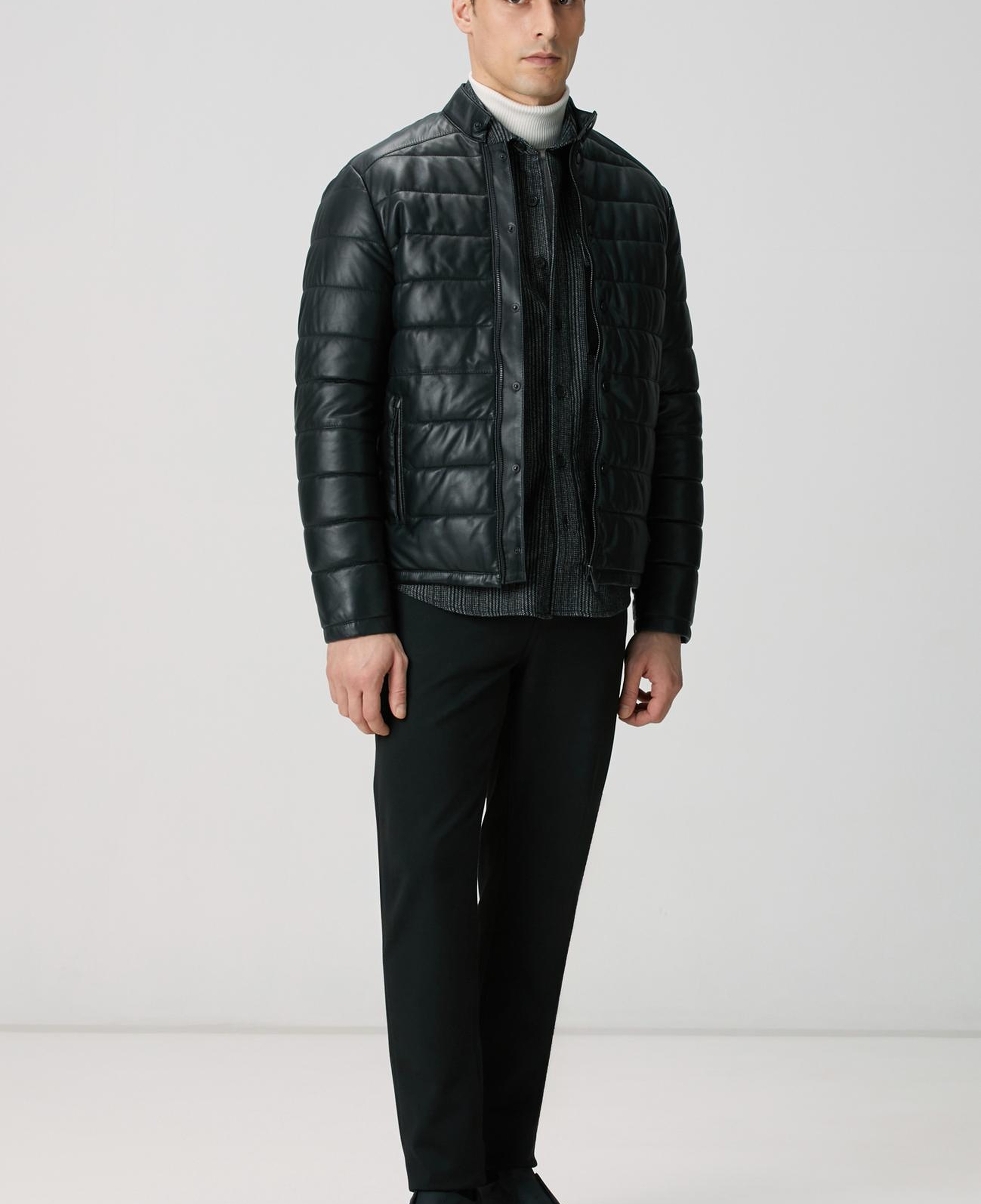 Network Erkek Antrasit Yün Karışımlı Çizgili Dış Gömlek