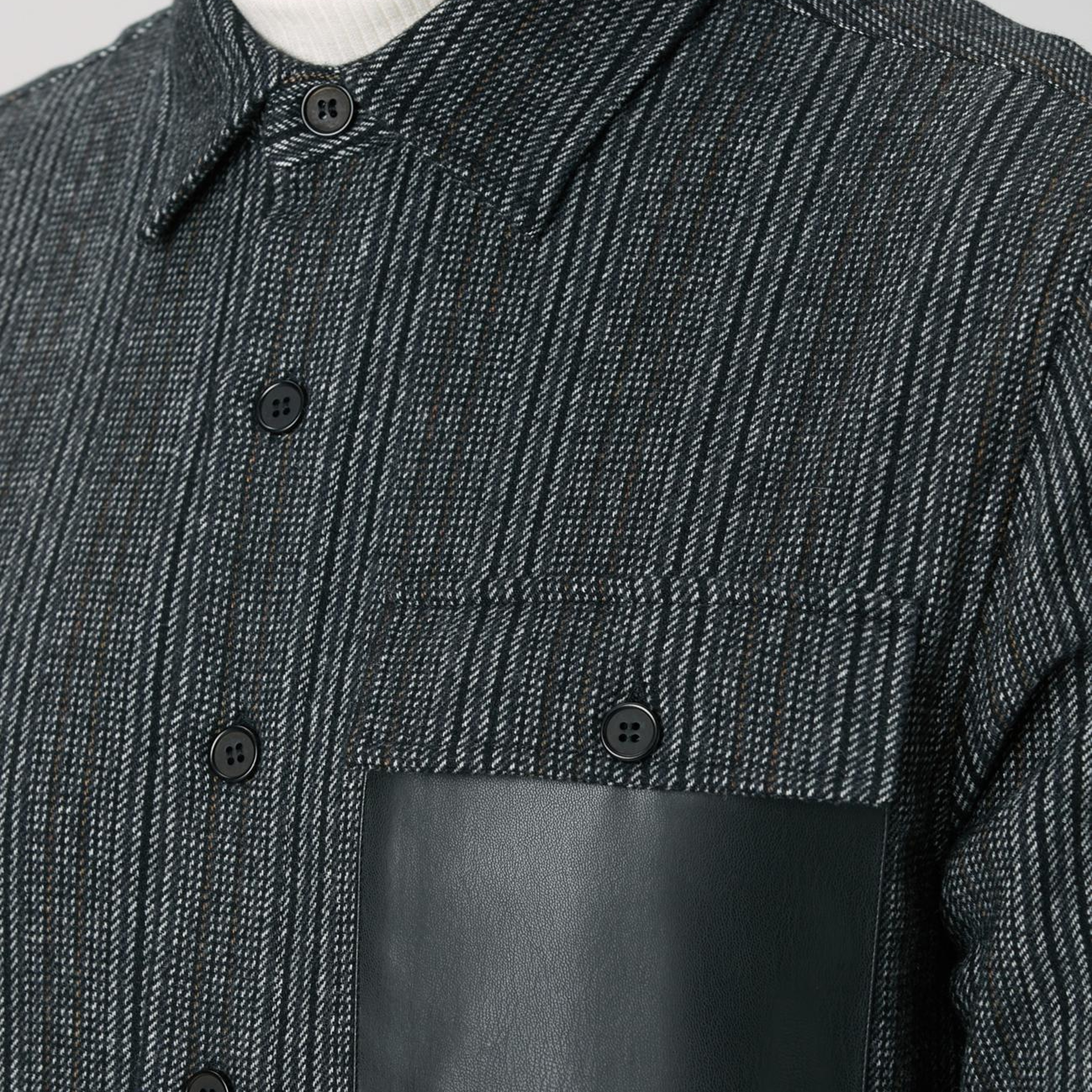 Network Erkek Antrasit Yün Karışımlı Çizgili Dış Gömlek