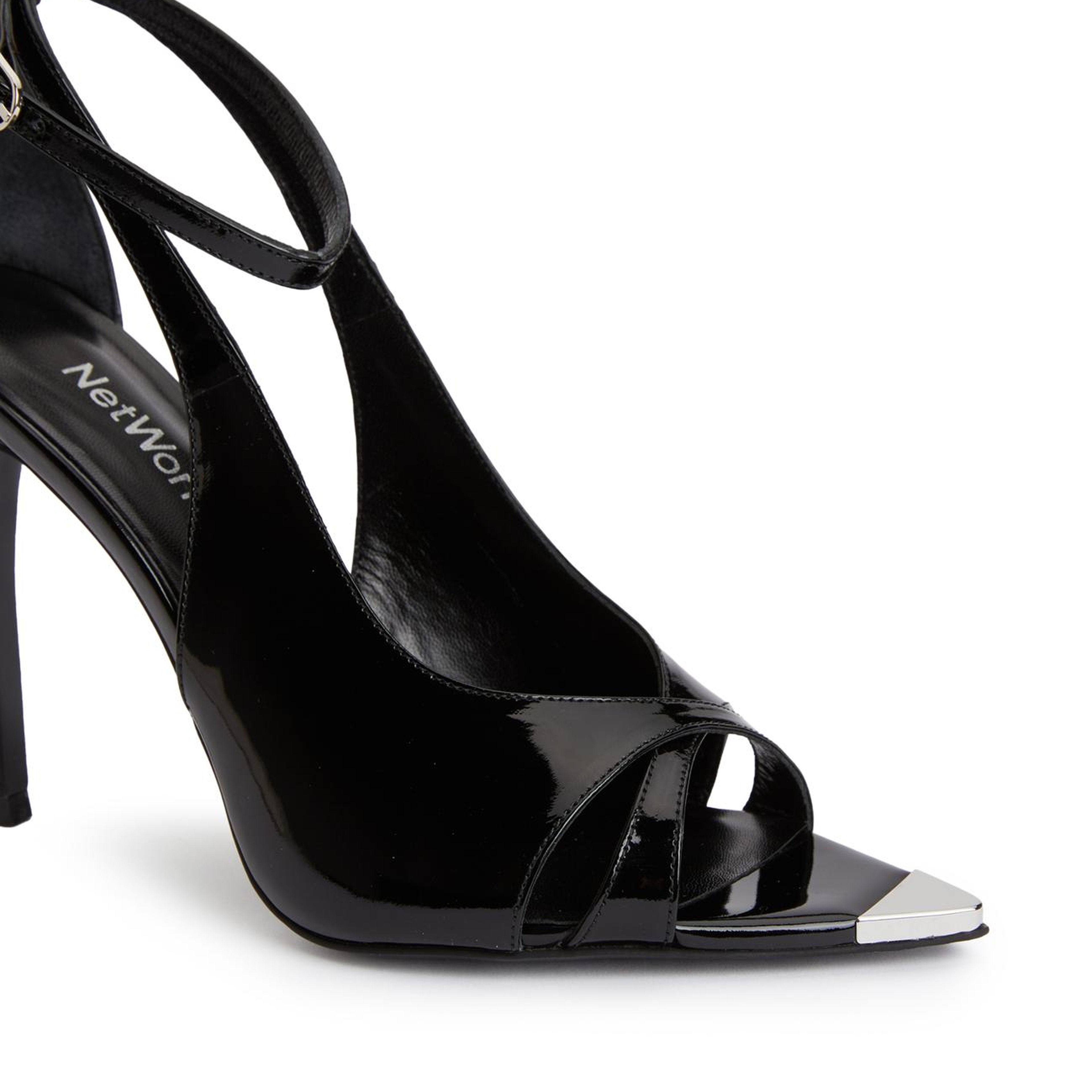 Network Kadın Siyah Bantlı Topuklu Sandalet