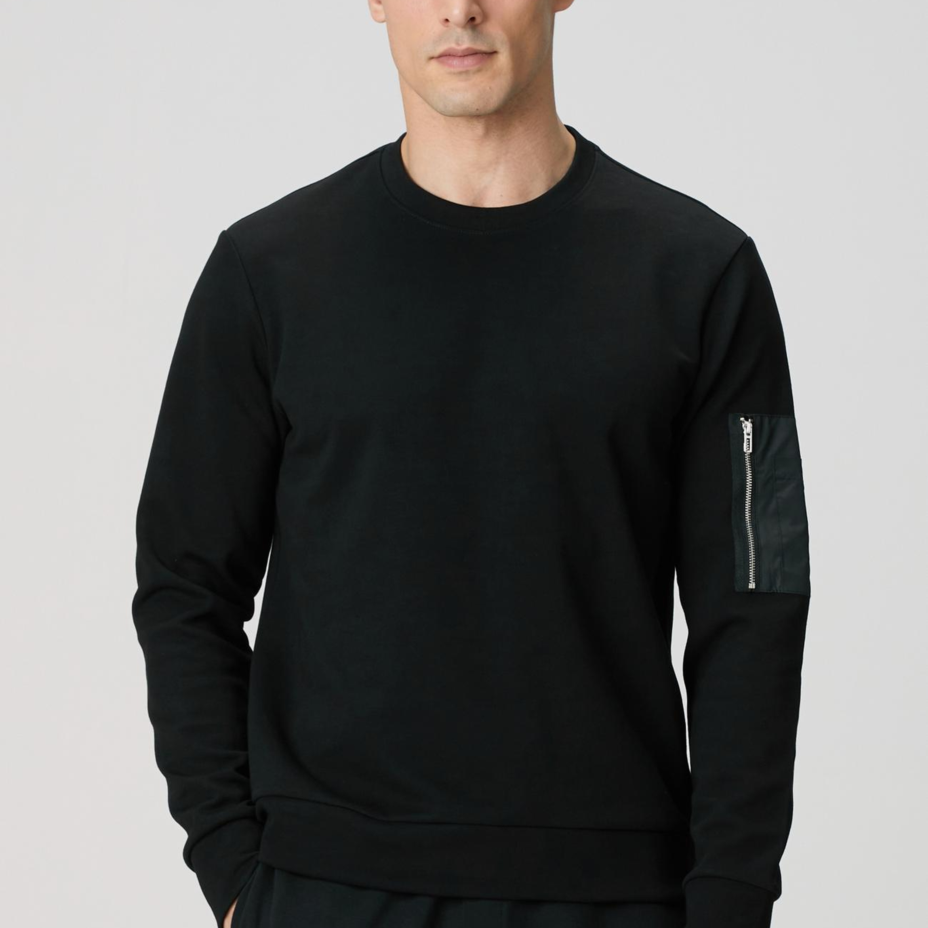 Network Erkek Siyah Fermuar Detaylı Sweatshirt