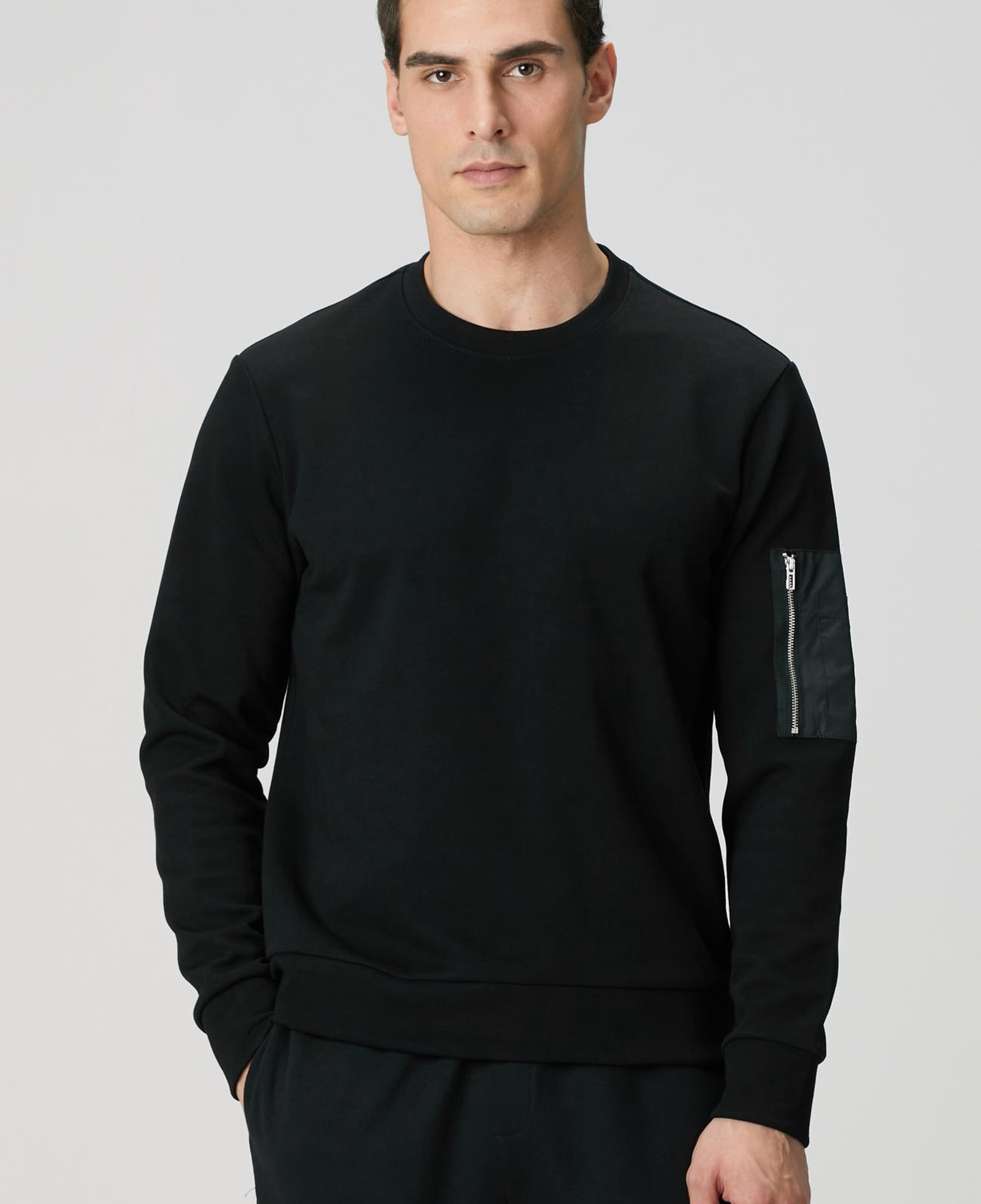 Network Erkek Siyah Fermuar Detaylı Sweatshirt