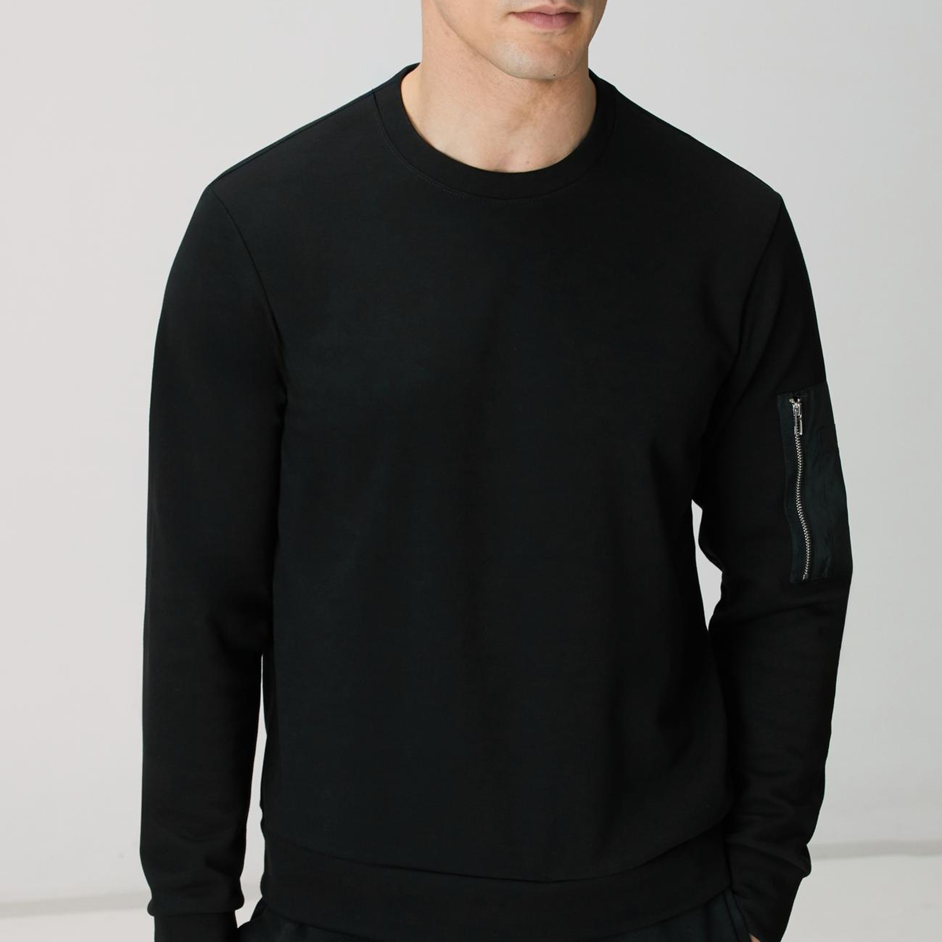 Network Erkek Siyah Fermuar Detaylı Sweatshirt