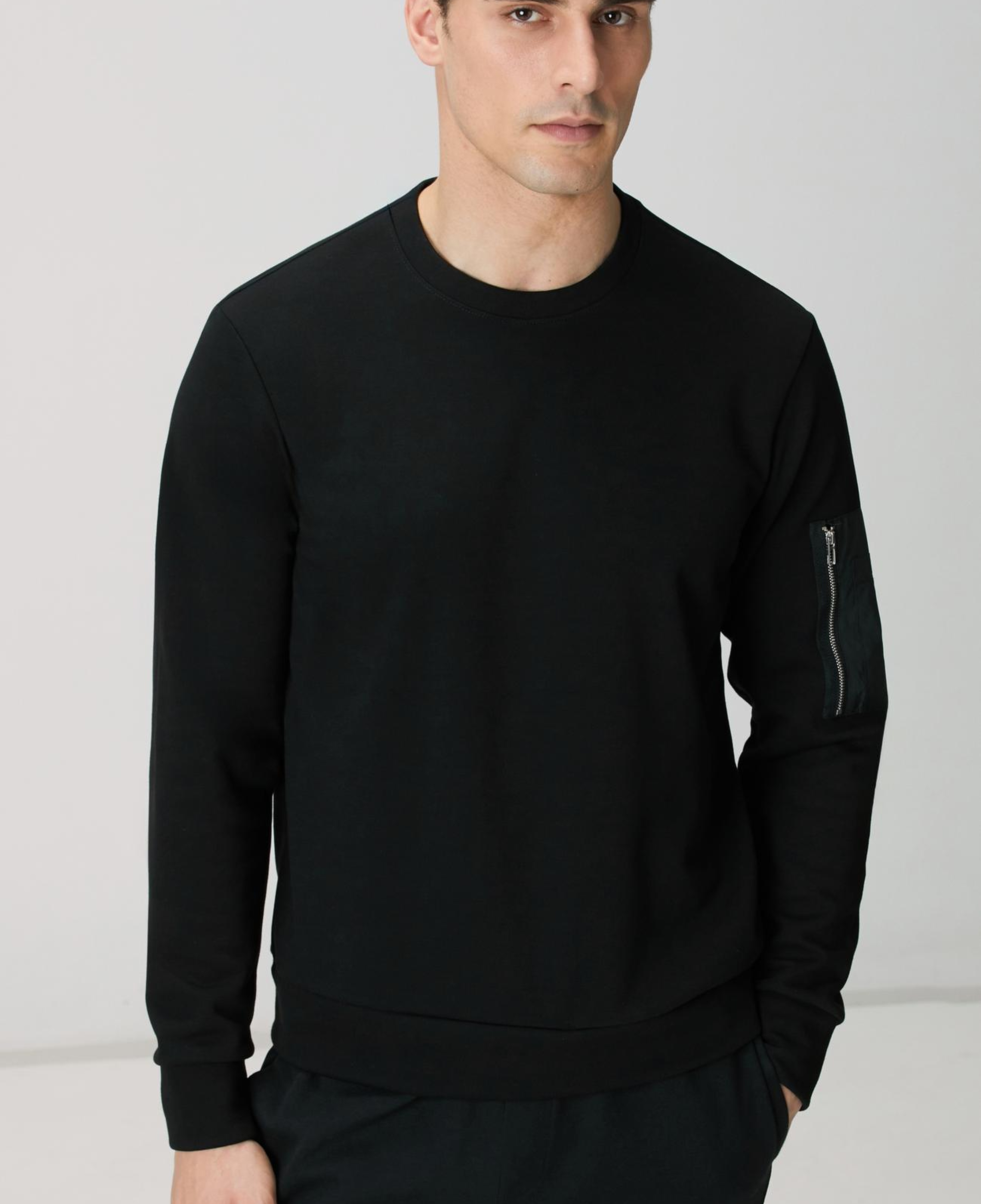 Network Erkek Siyah Fermuar Detaylı Sweatshirt