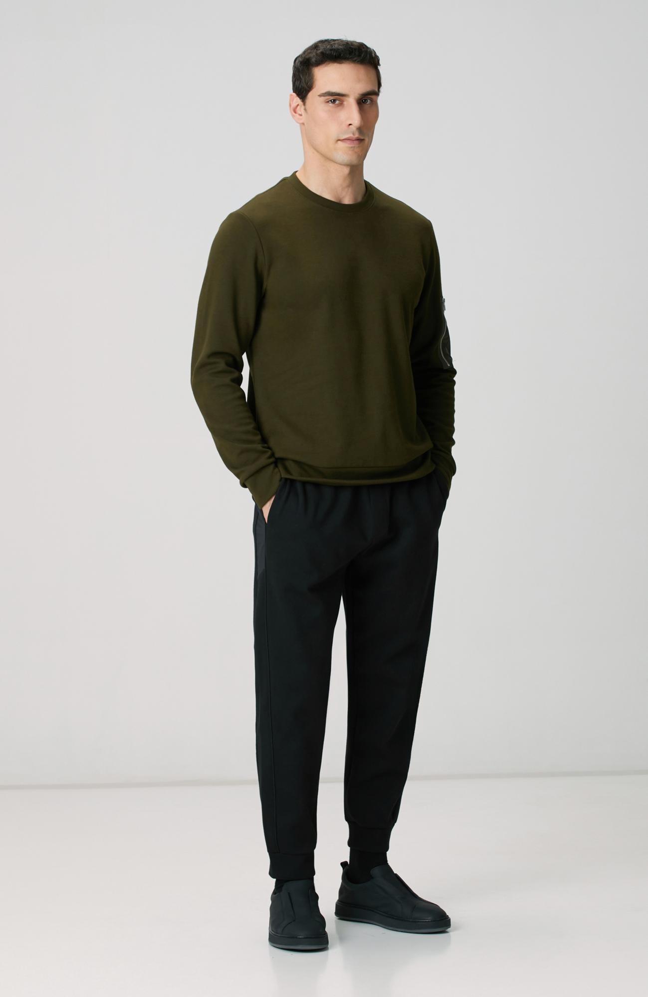 Network Erkek Haki Fermuar Detaylı Sweatshirt