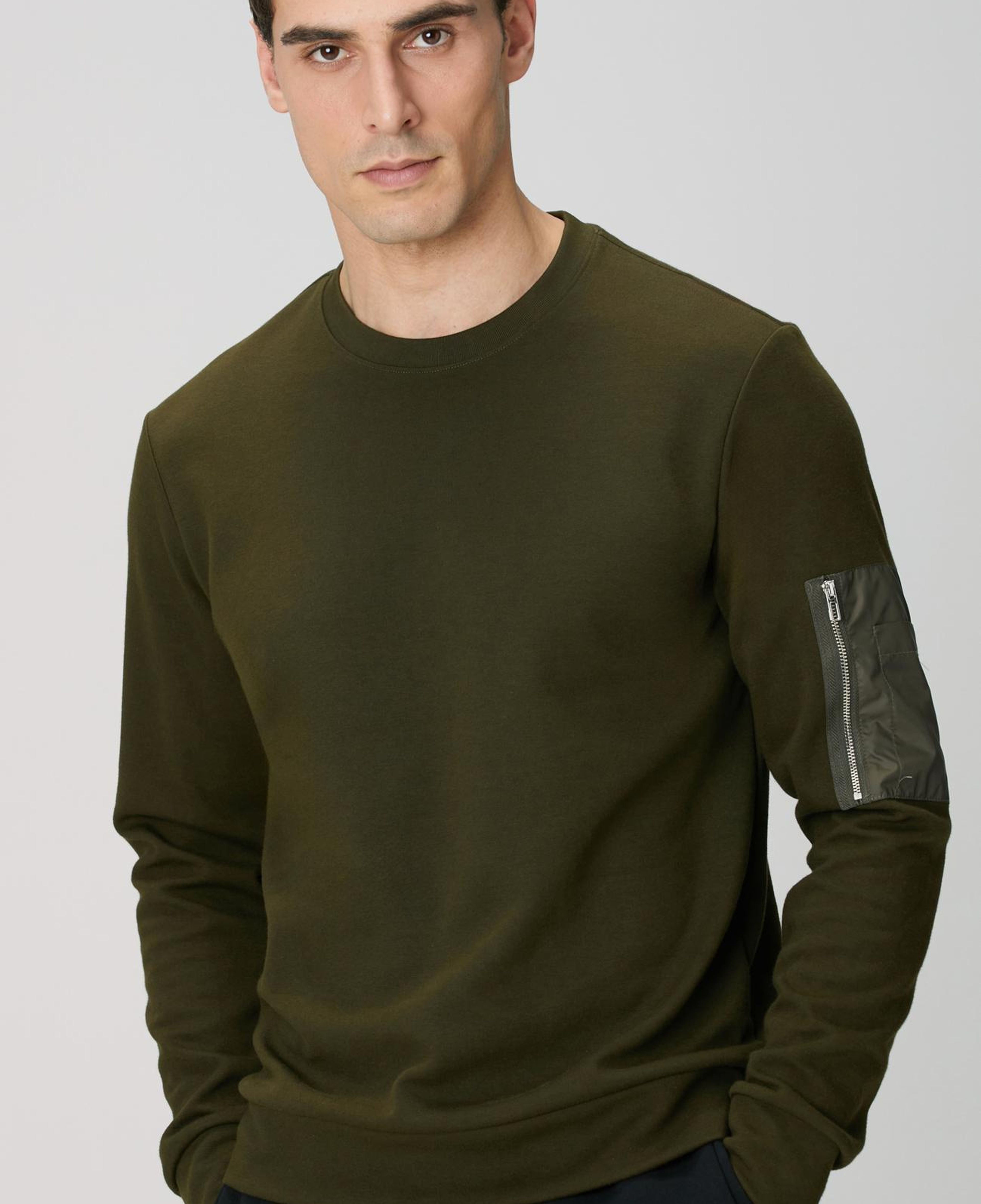 Network Erkek Haki Fermuar Detaylı Sweatshirt