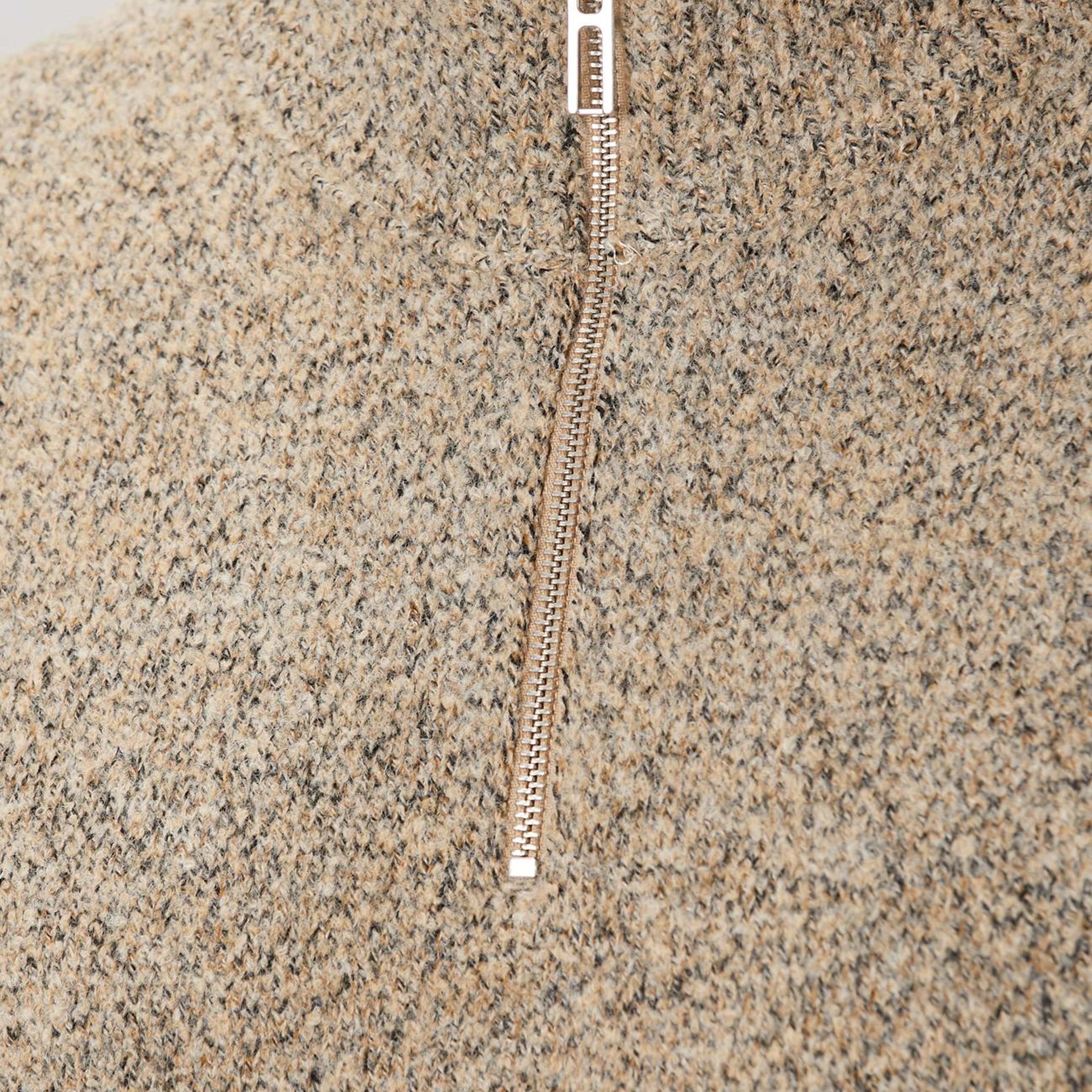 Network Erkek Bej Desenli Fermuarlı Dik Yaka Kazak