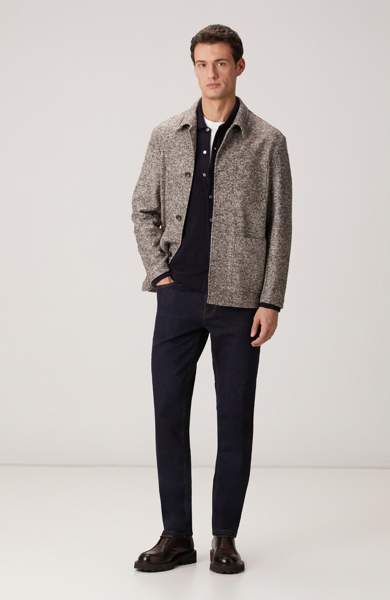 Network Erkek Lacivert Yün Karışımlı Triko Gömlek