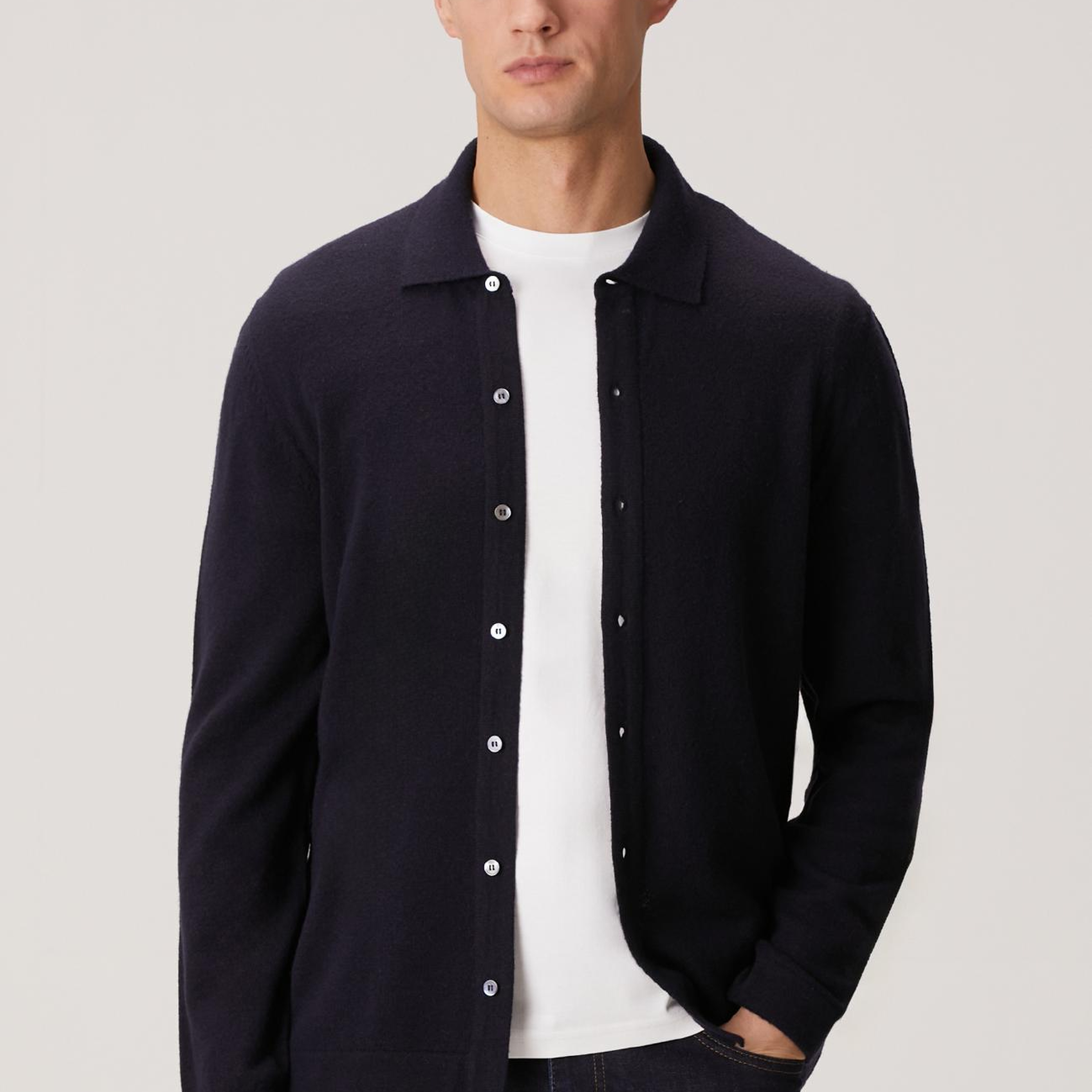 Network Erkek Lacivert Yün Karışımlı Triko Gömlek