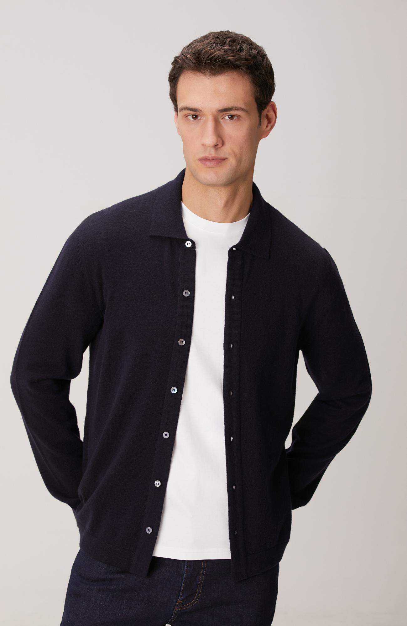 Network Erkek Lacivert Yün Karışımlı Triko Gömlek