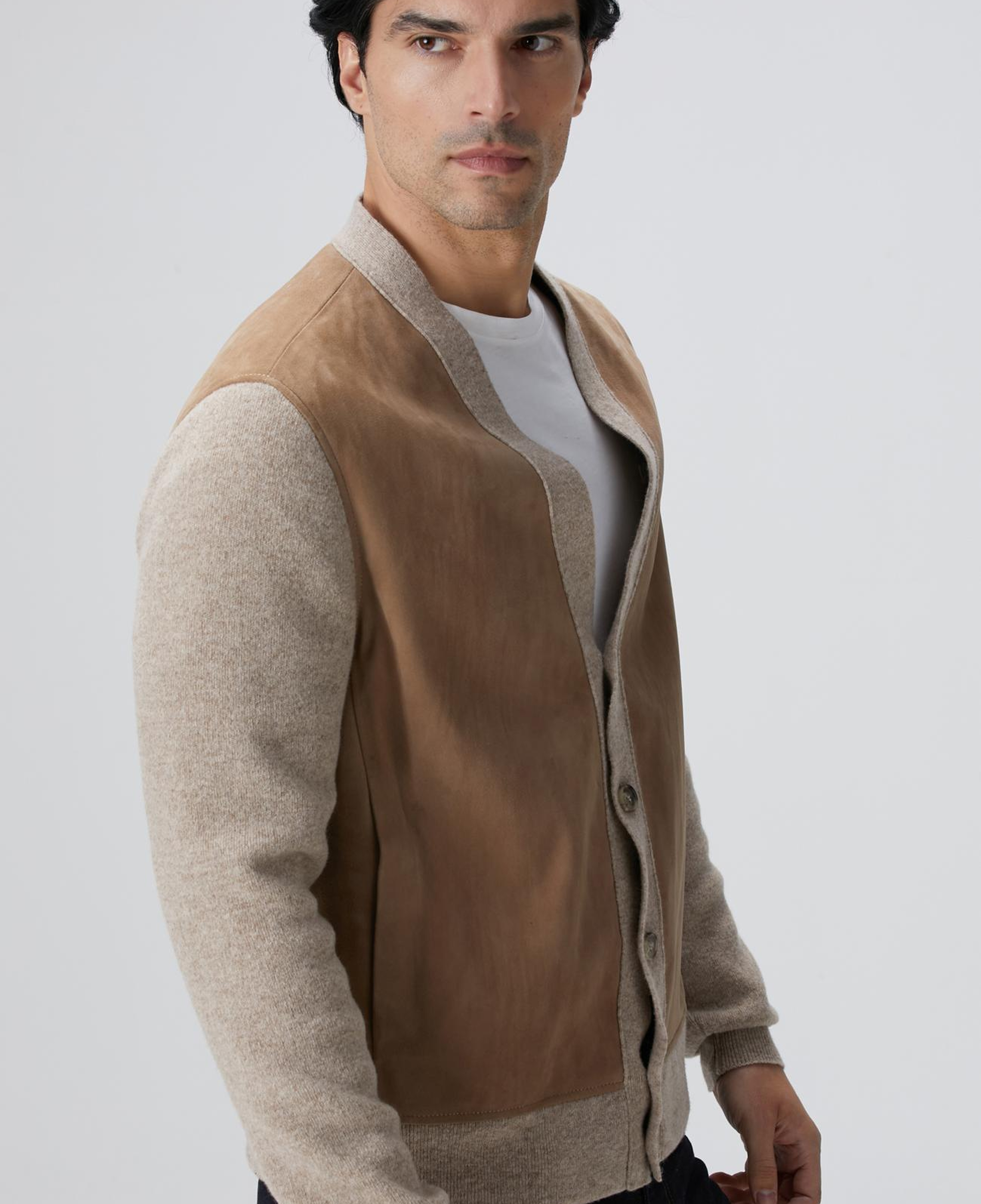 Network Erkek Limited Düğmeli V Yaka Deri Hırka