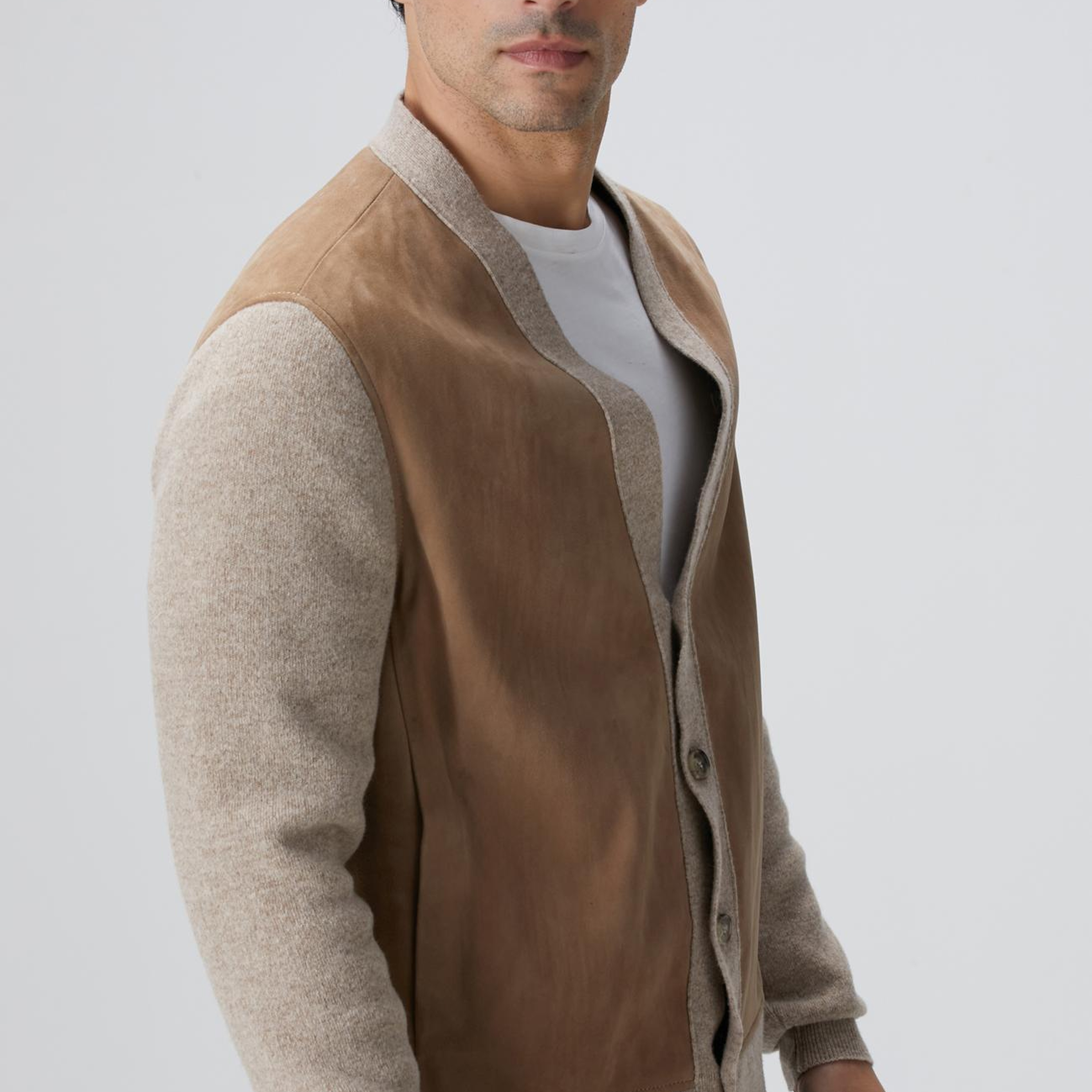 Network Erkek Limited Düğmeli V Yaka Deri Hırka