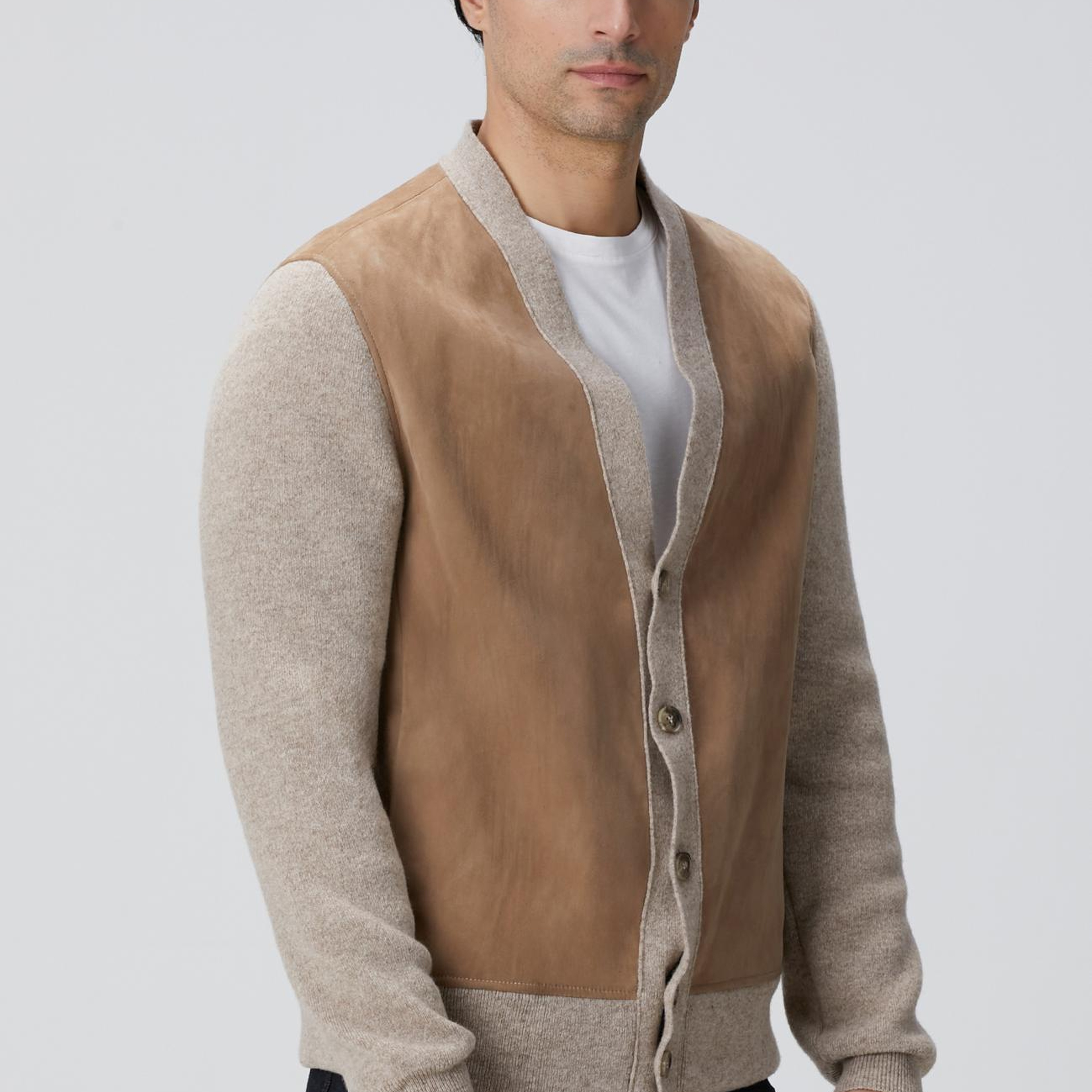 Network Erkek Limited Düğmeli V Yaka Deri Hırka