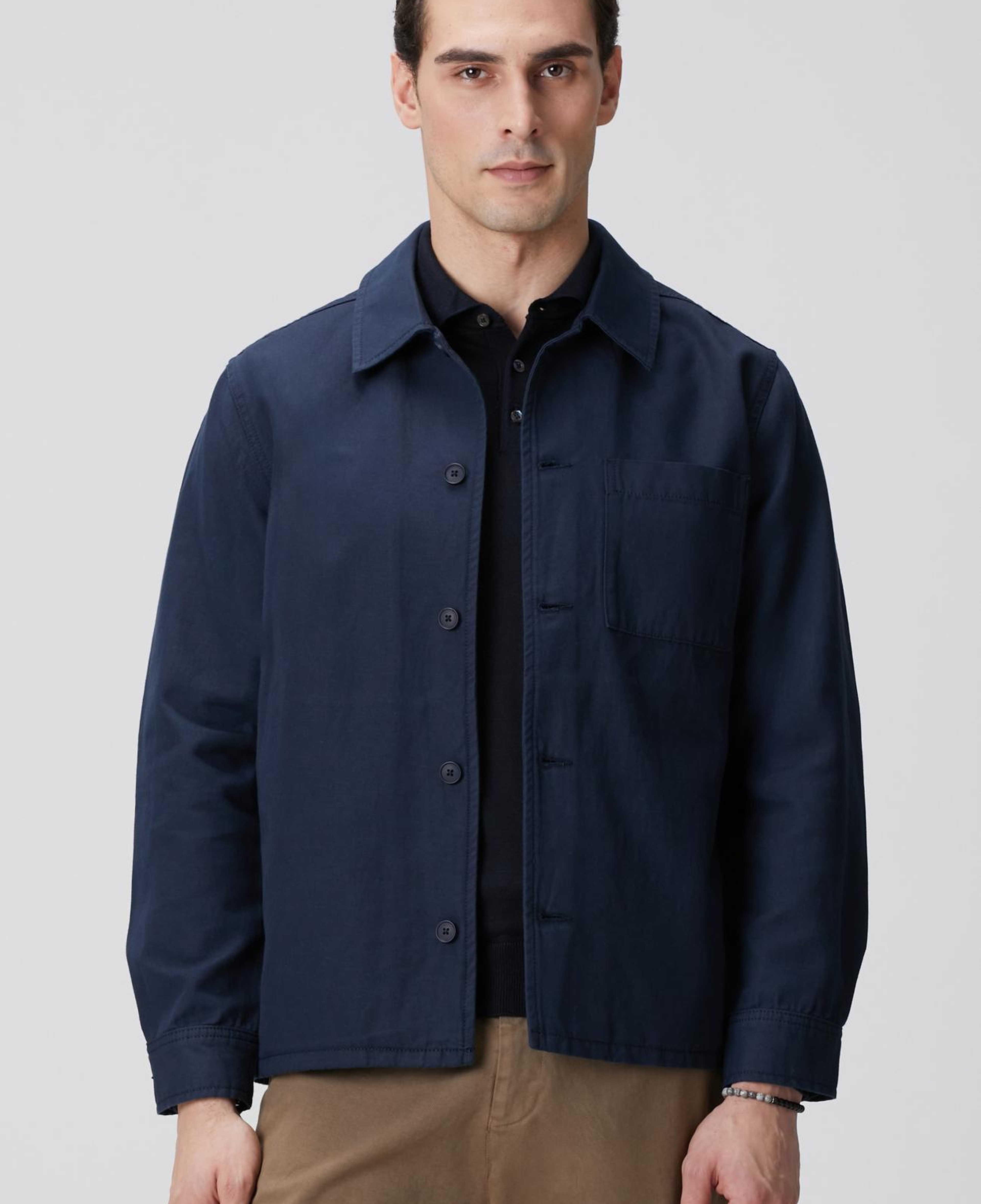 Network Erkek Lacivert Keten Karışımlı Dış Gömlek