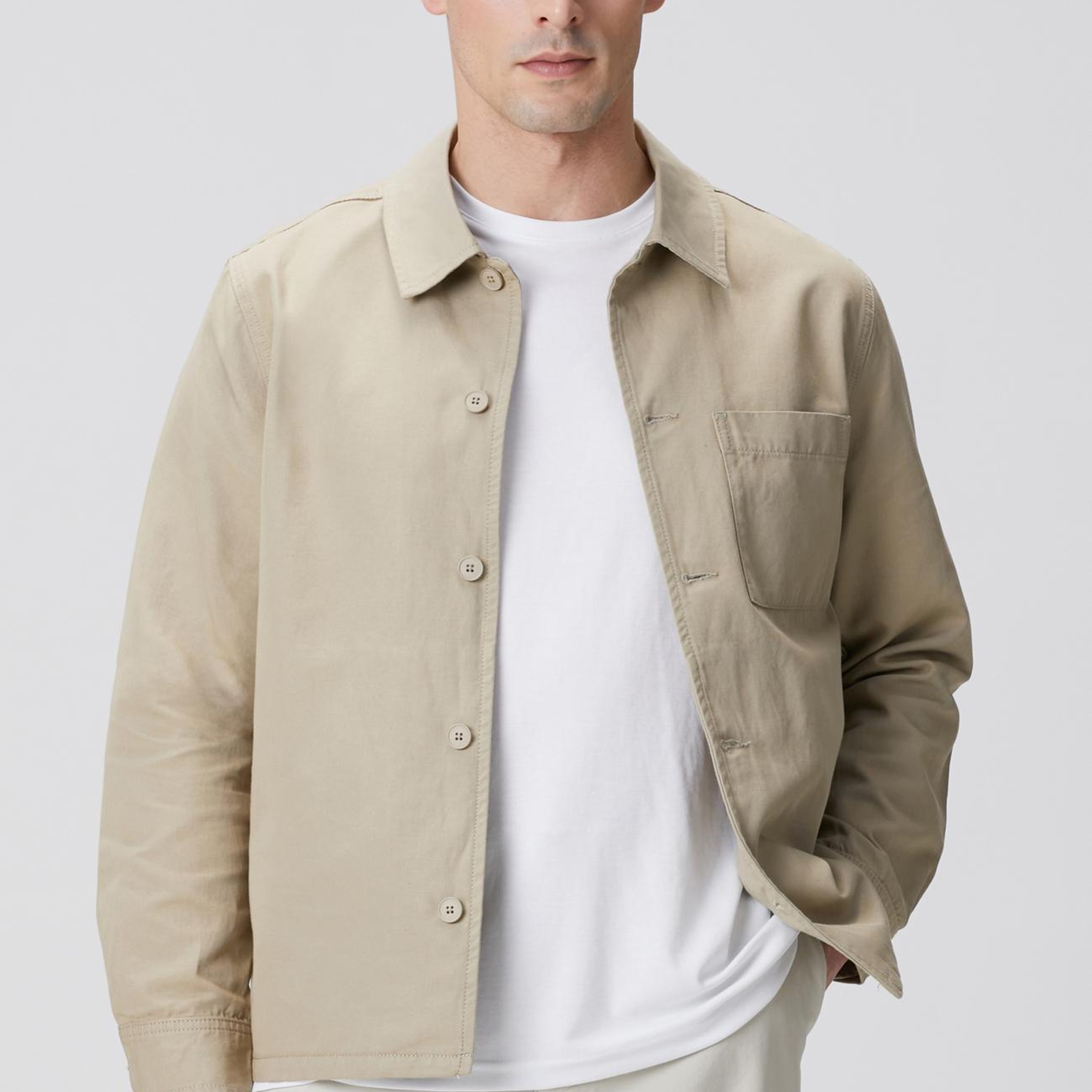 Network Erkek Bej Keten Karışımlı Dış Gömlek