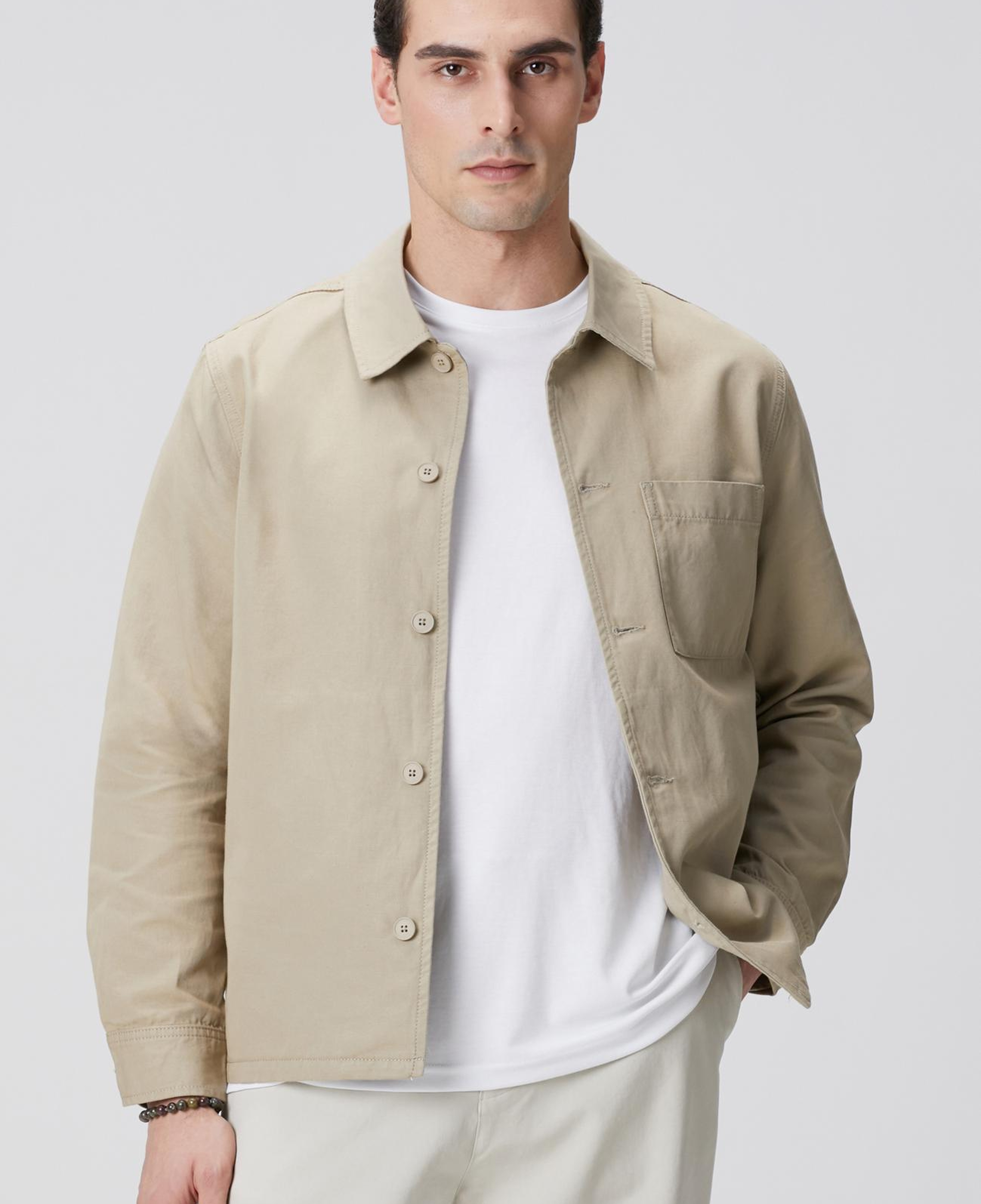 Network Erkek Bej Keten Karışımlı Dış Gömlek