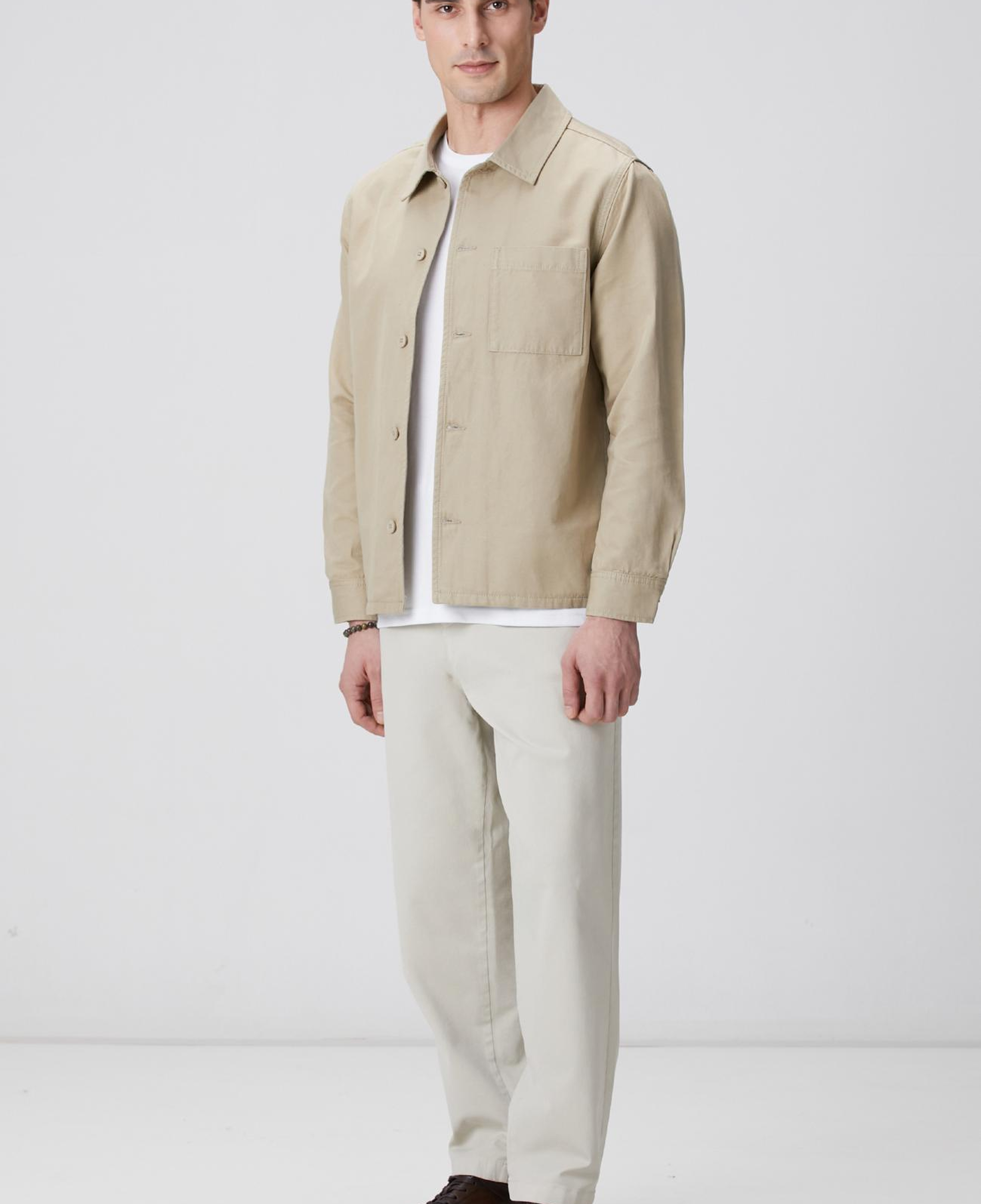 Network Erkek Bej Keten Karışımlı Dış Gömlek