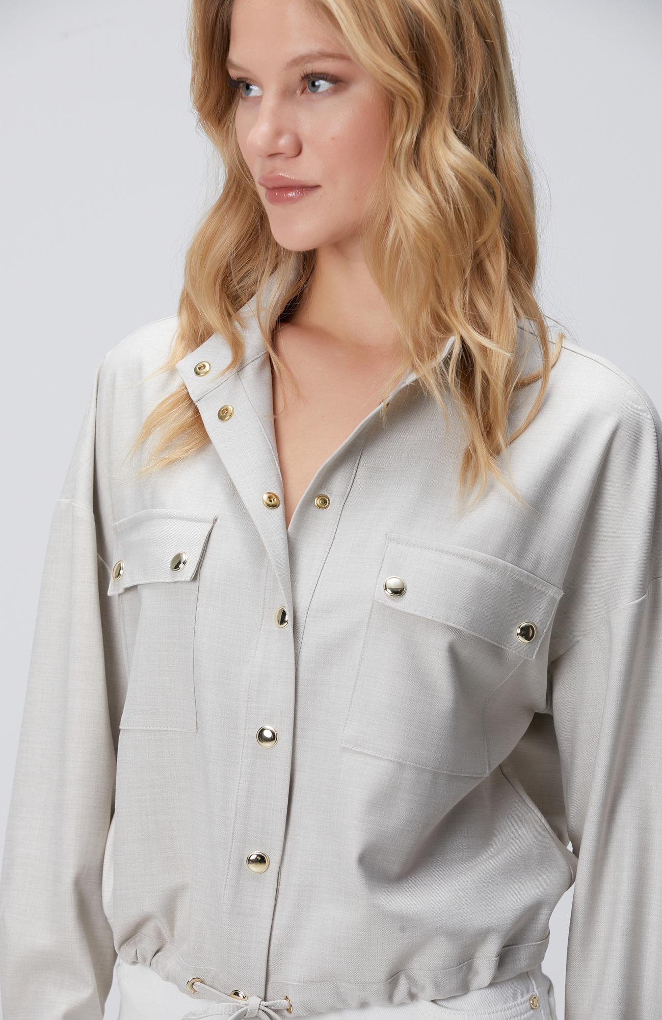 Network Kadın Bej Cep Kapaklı Dış Gömlek