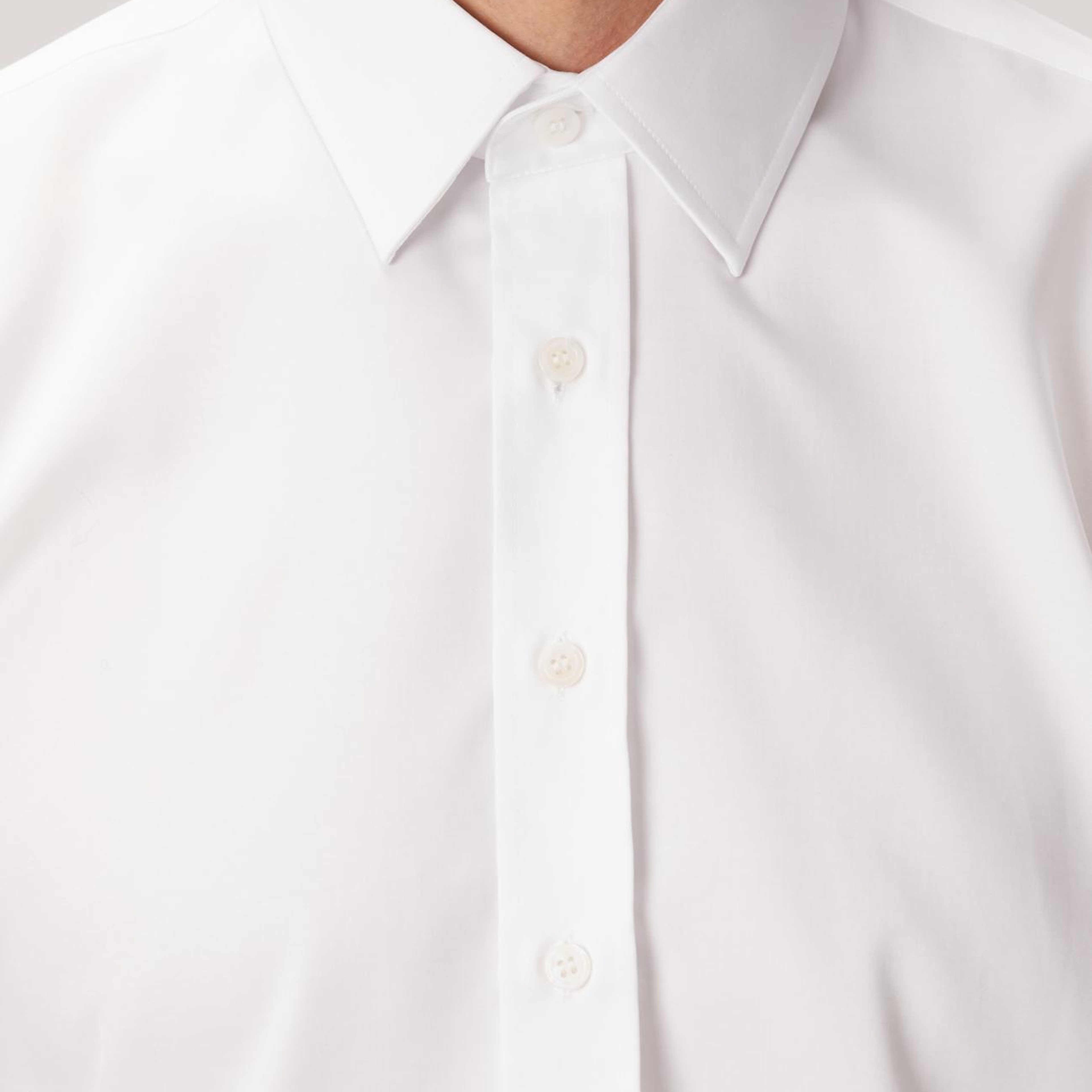 Network Erkek Non-Iron Beyaz Saten Gömlek
