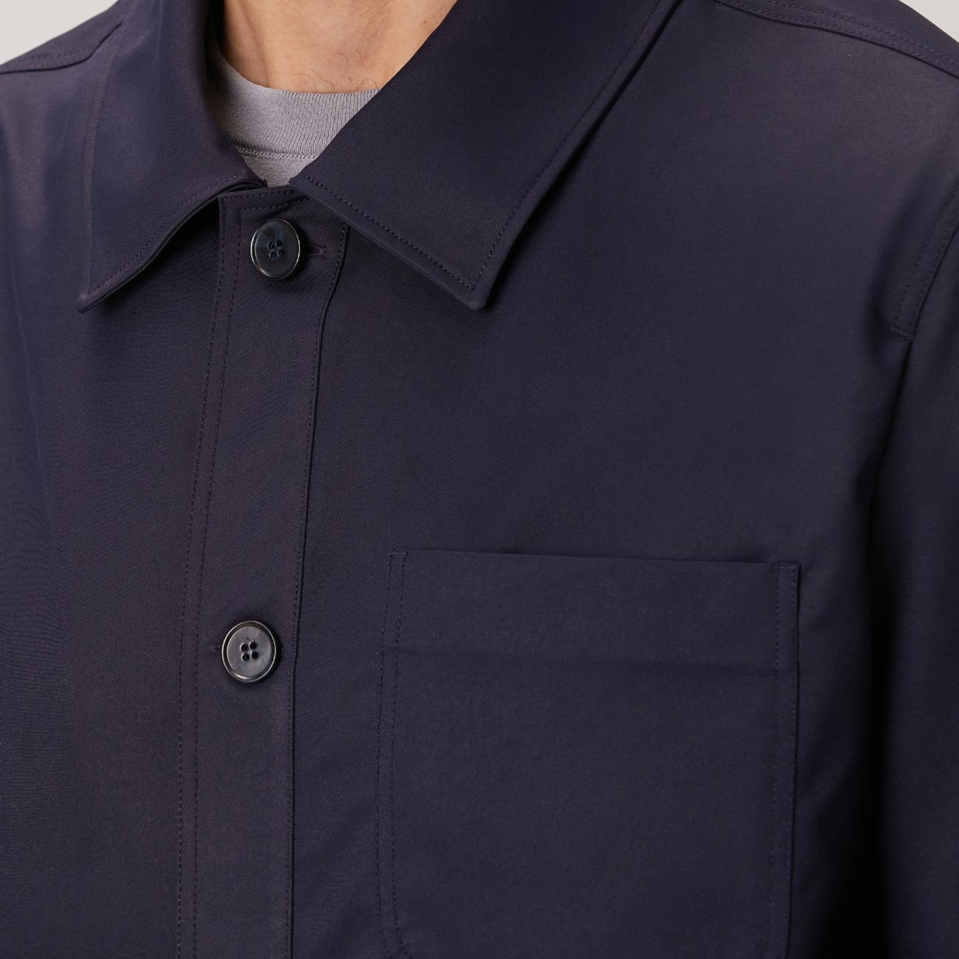 Network Erkek Lacivert Torba Cep Detaylı Keten Dış Gömlek