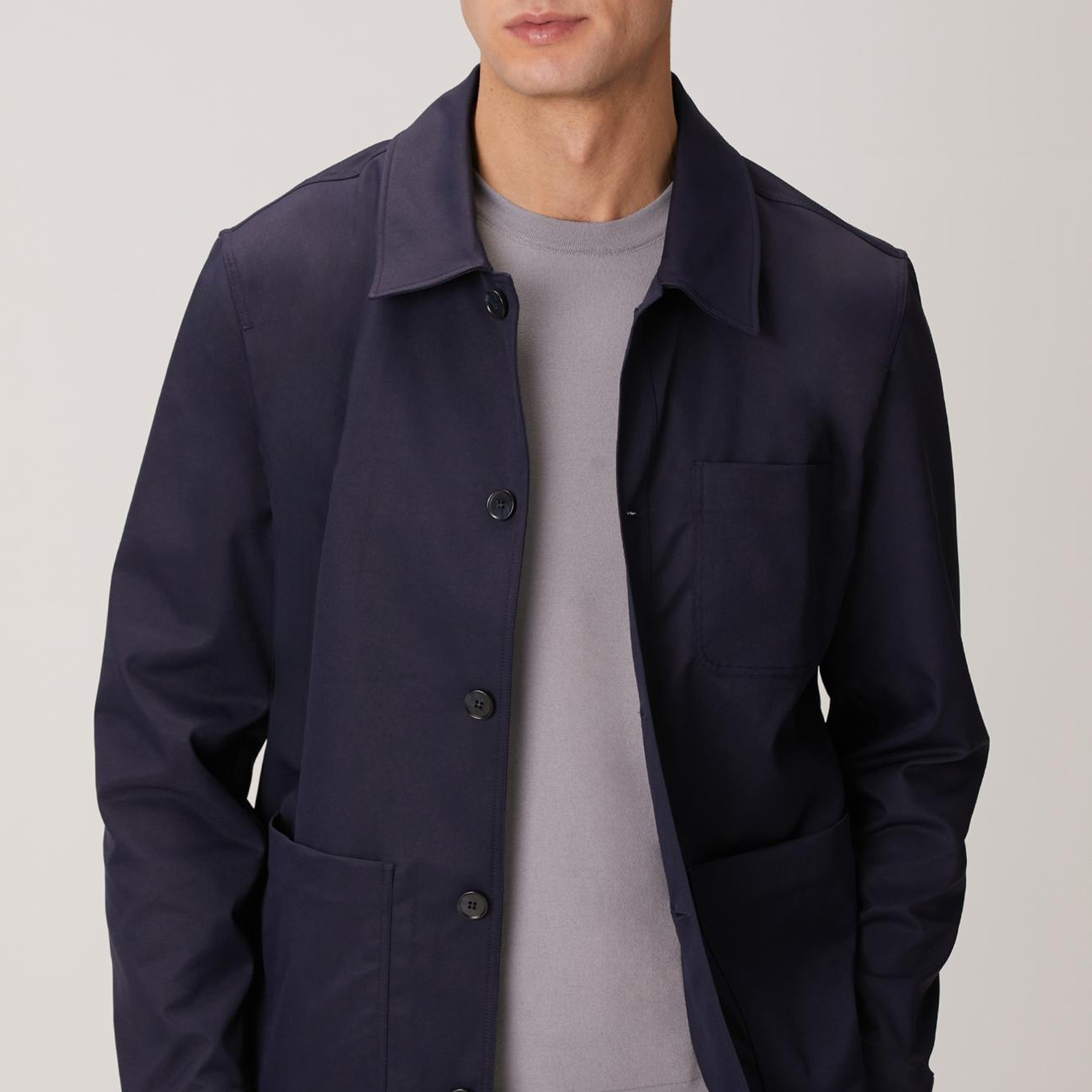 Network Erkek Lacivert Torba Cep Detaylı Keten Dış Gömlek