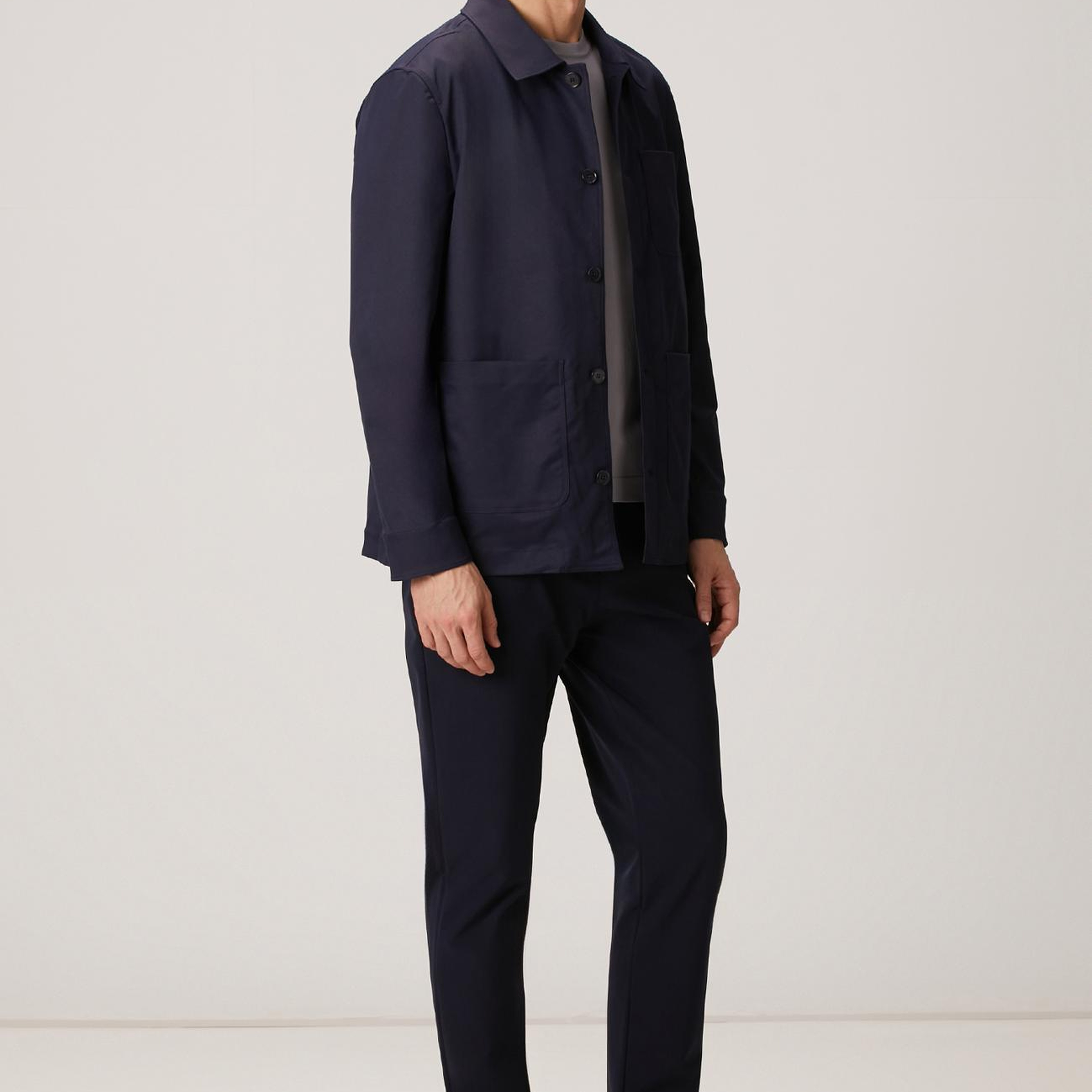 Network Erkek Lacivert Torba Cep Detaylı Keten Dış Gömlek