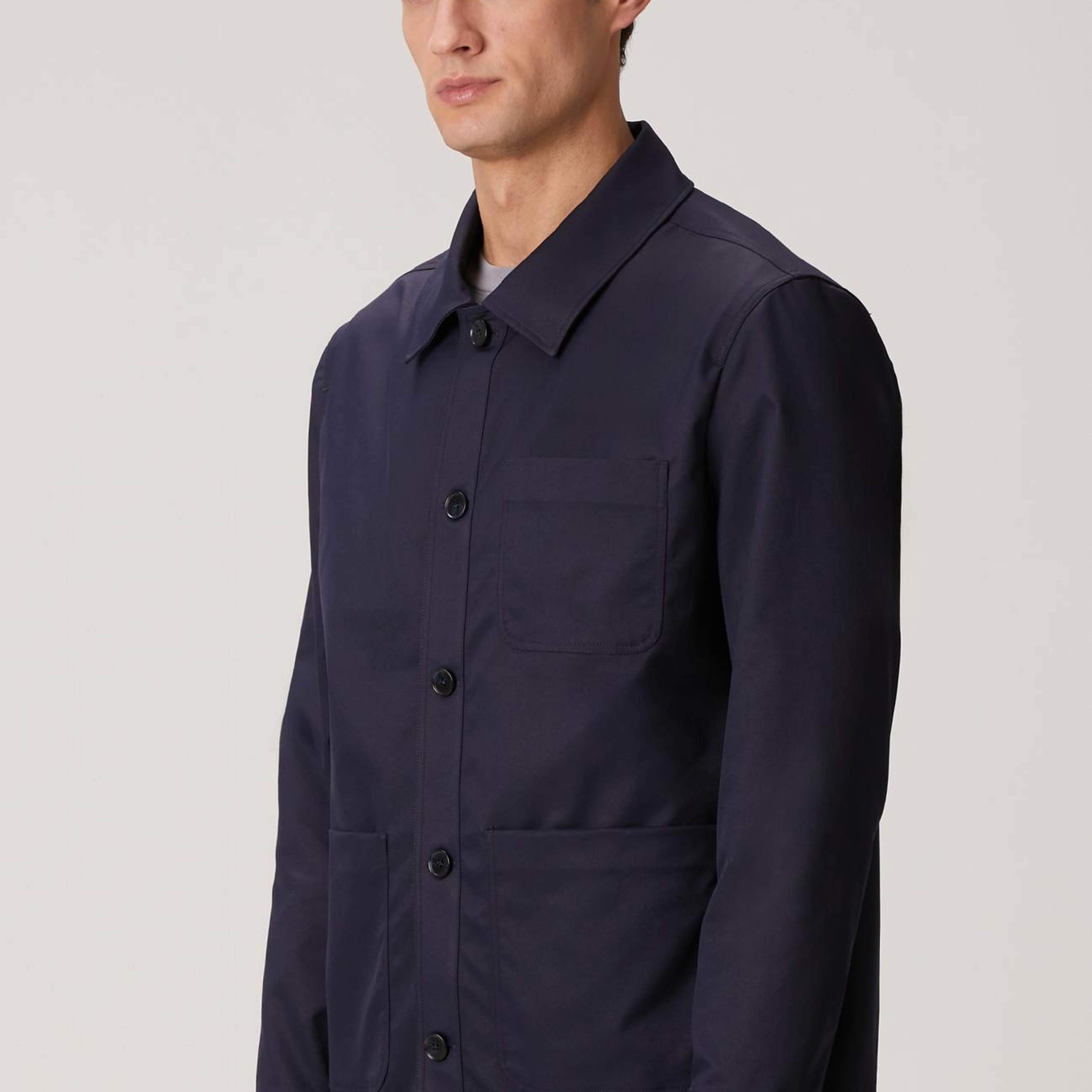 Network Erkek Lacivert Torba Cep Detaylı Keten Dış Gömlek