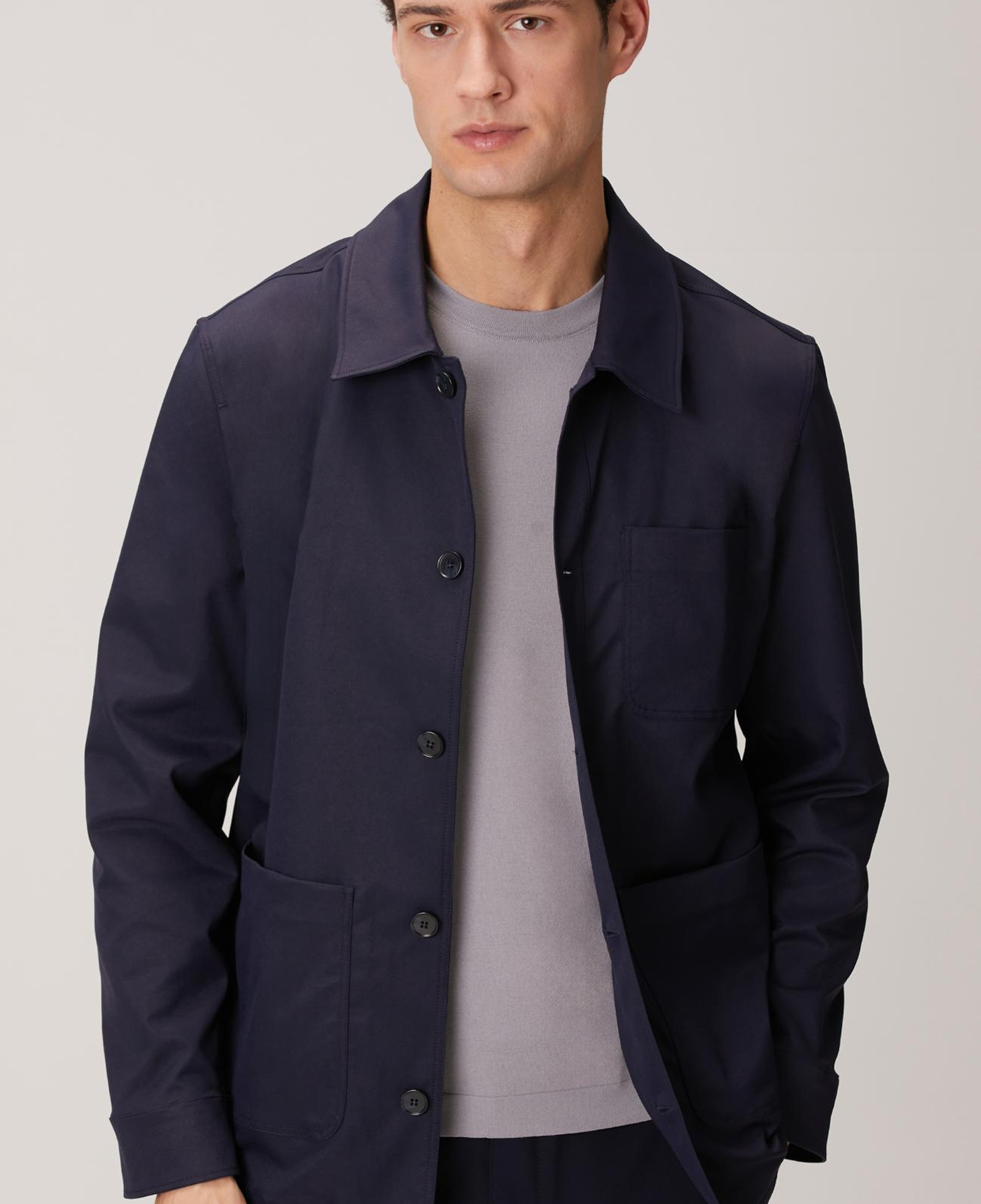 Network Erkek Lacivert Torba Cep Detaylı Keten Dış Gömlek